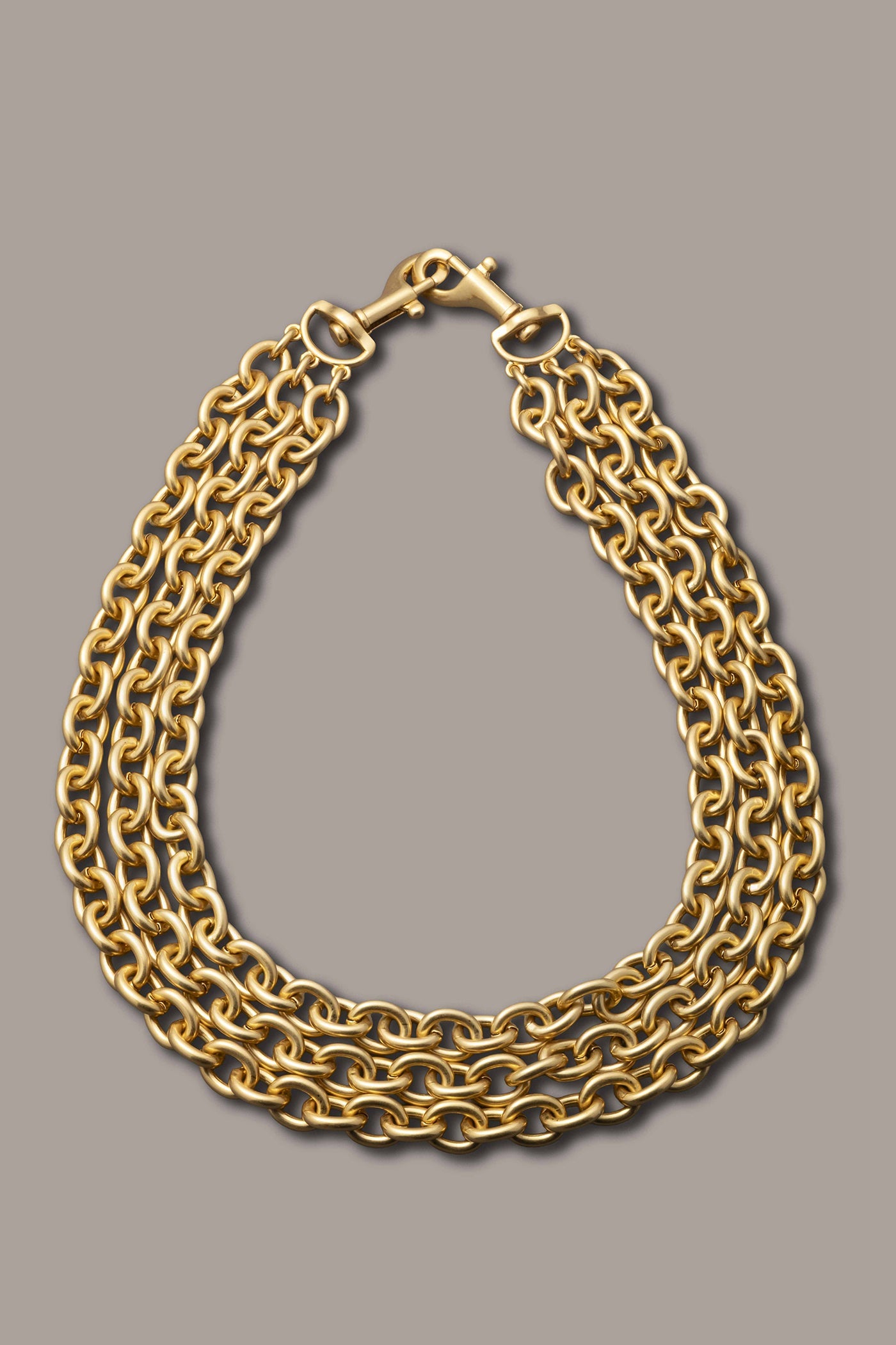 Gold MULTI ROW CHAIN LINK COLLAR NECKLACE Donna Karan