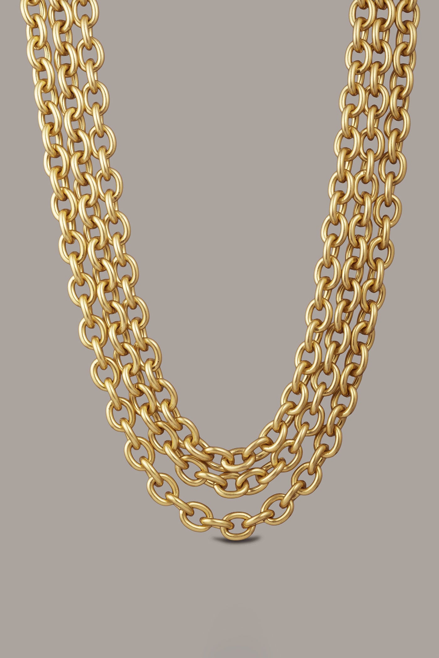 Gold MULTI ROW CHAIN LINK COLLAR NECKLACE Donna Karan