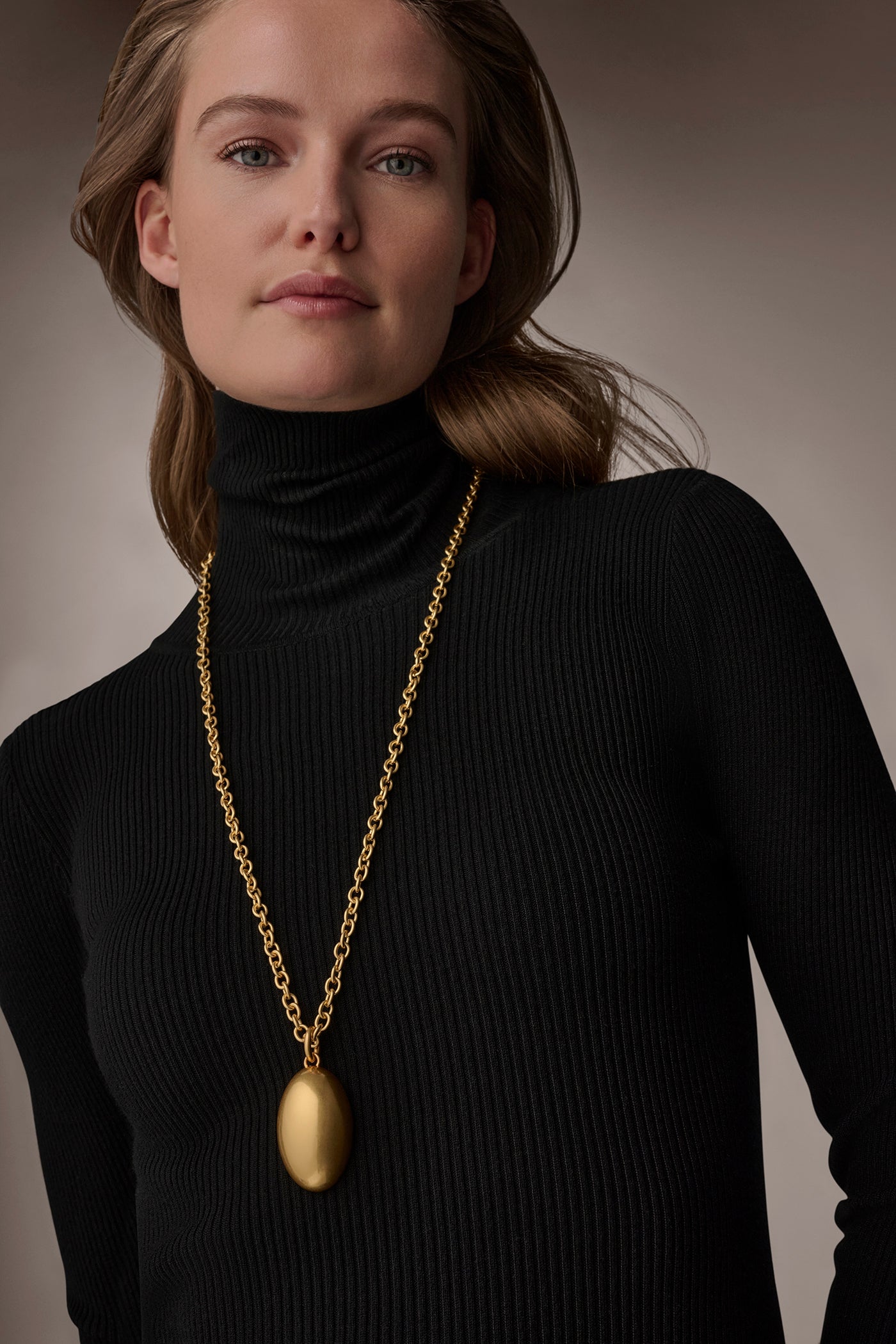 Gold LONG PEBBLE PENDANT NECKLACE Donna Karan