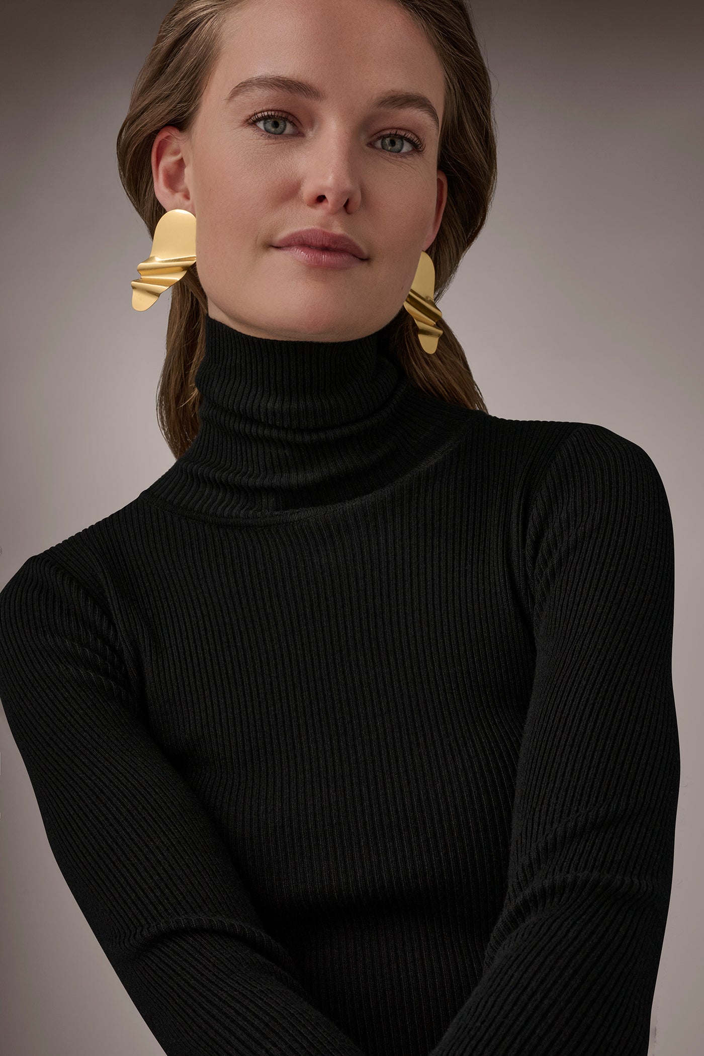 Gold OVERSIZED TWISTED STUD EARRING Donna Karan