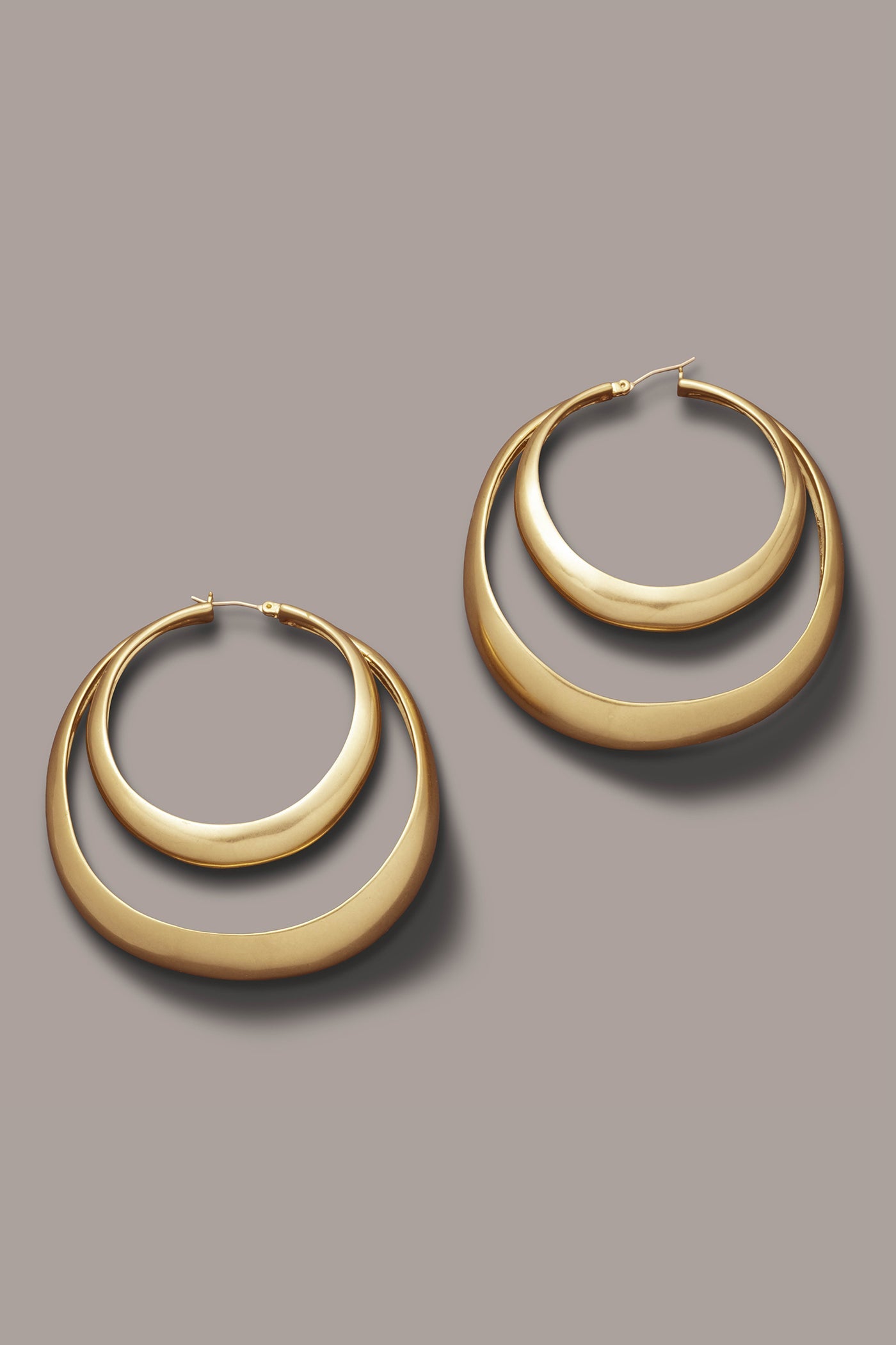 Gold ORGANIC MOLTEN MULTI ROW HOOP EARRING Donna Karan