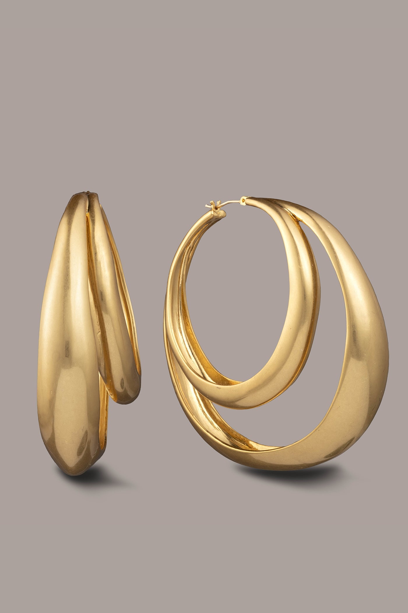 Gold ORGANIC MOLTEN MULTI ROW HOOP EARRING Donna Karan