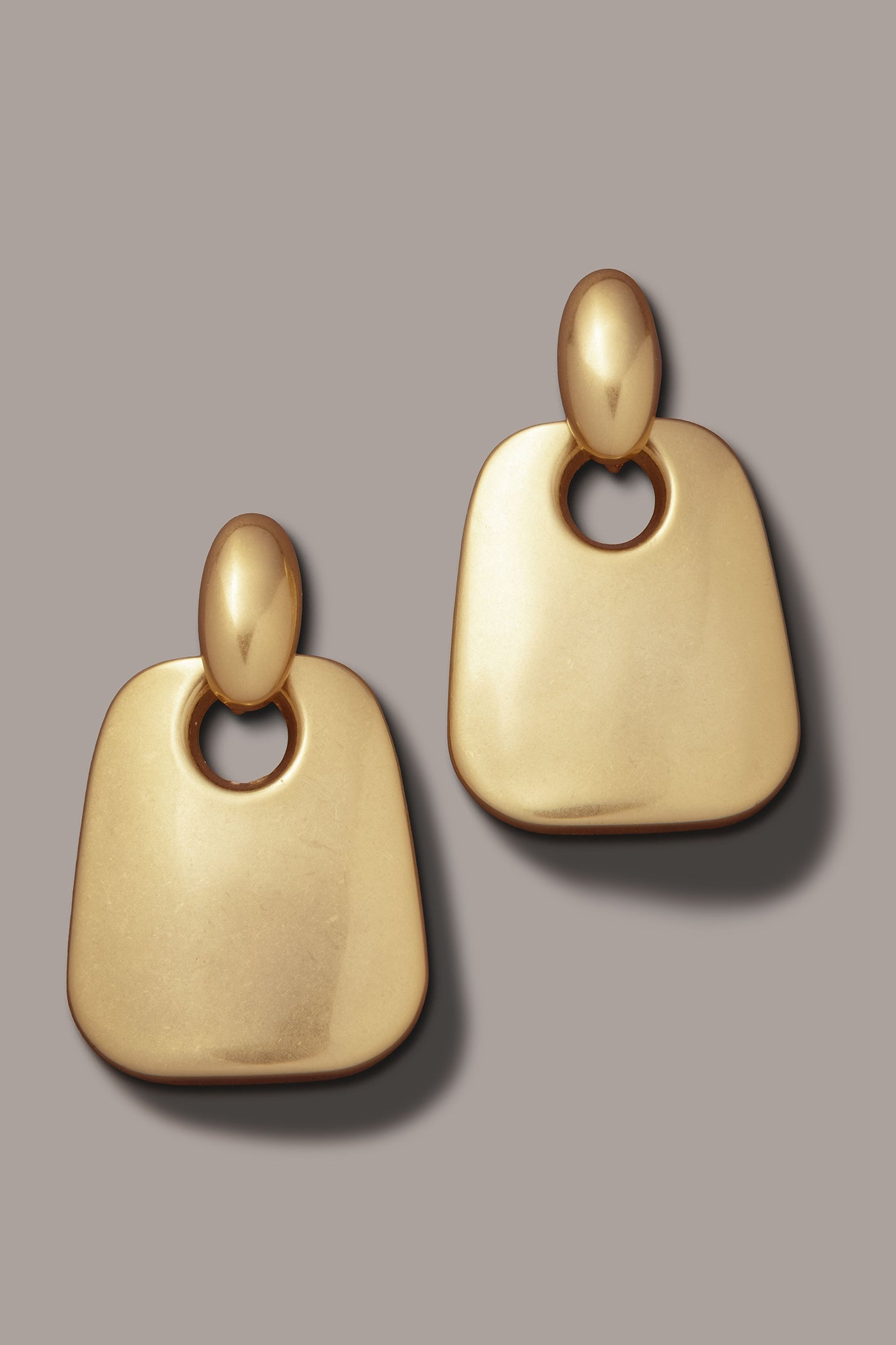 Gold OVERSIZED DOOR KNOCKER WORN GOLD EARRING Donna Karan