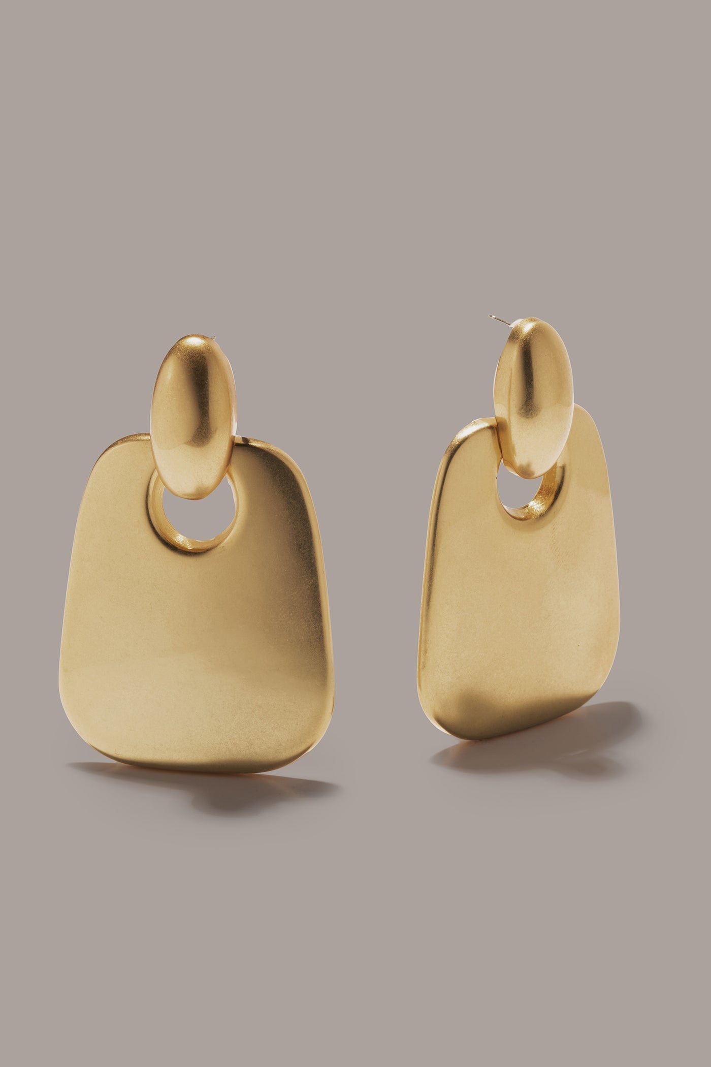 Gold OVERSIZED DOOR KNOCKER WORN GOLD EARRING Donna Karan