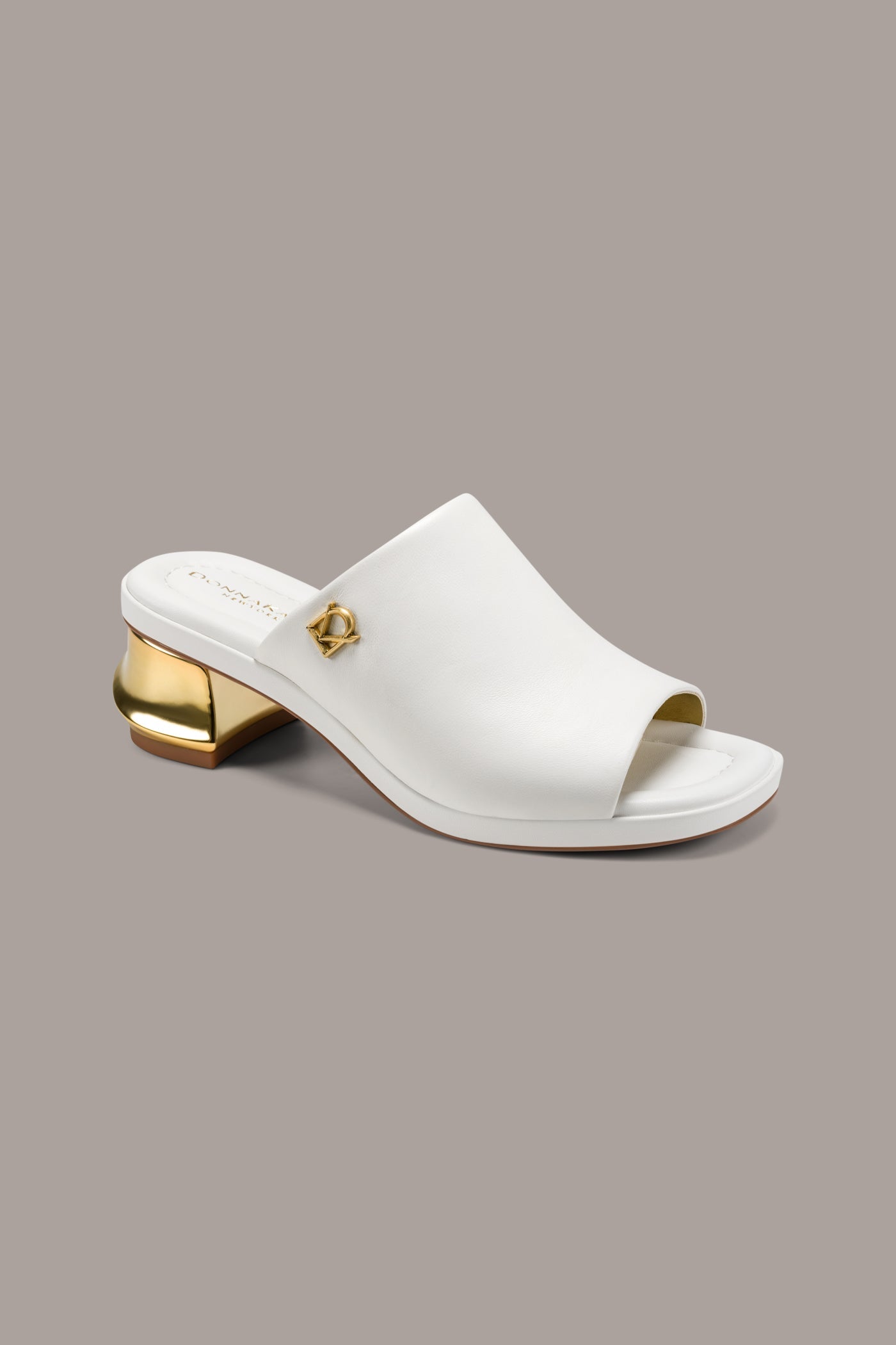 White TINLEY LEATHER MULE SANDAL Donna Karan