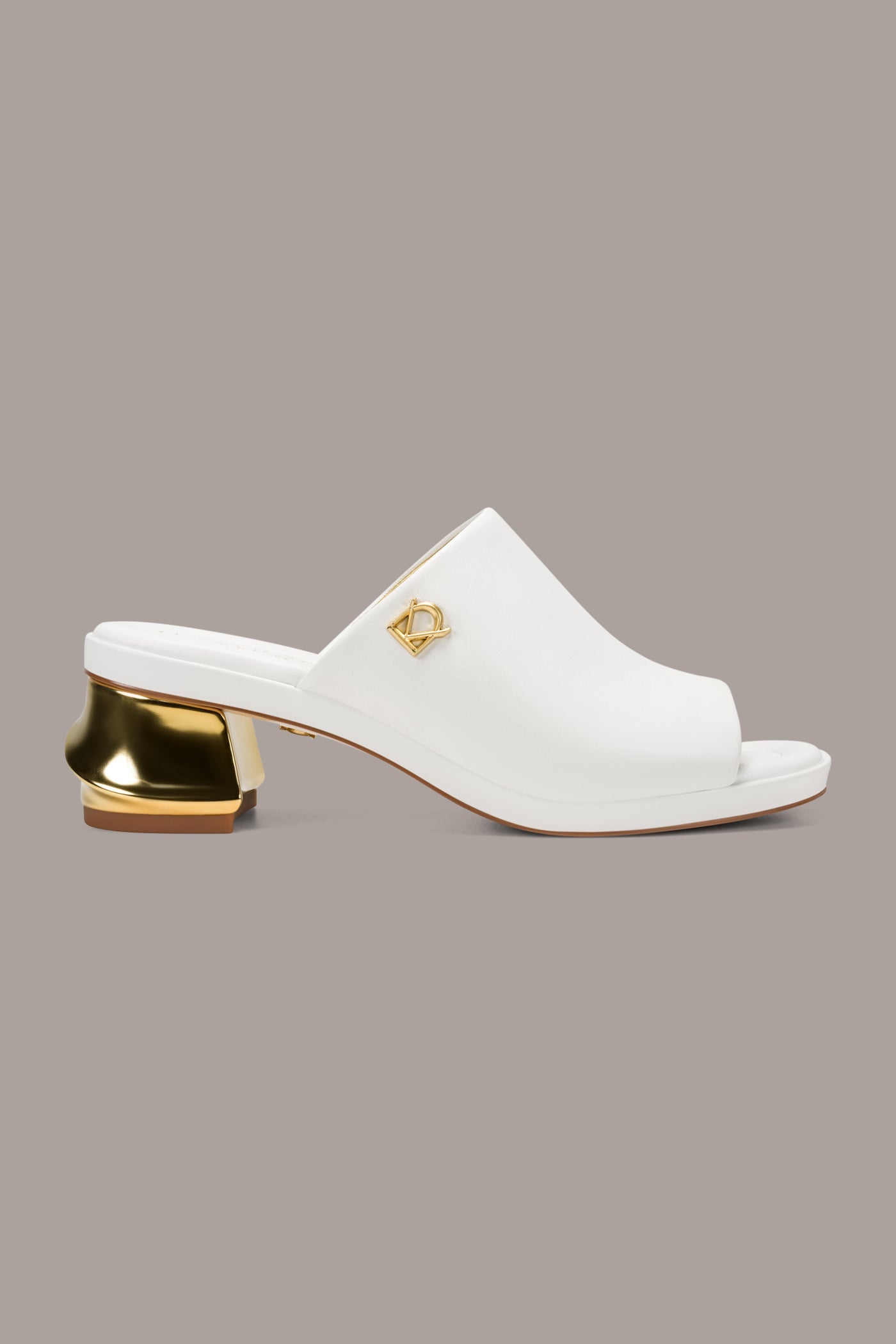 White TINLEY LEATHER MULE SANDAL Donna Karan