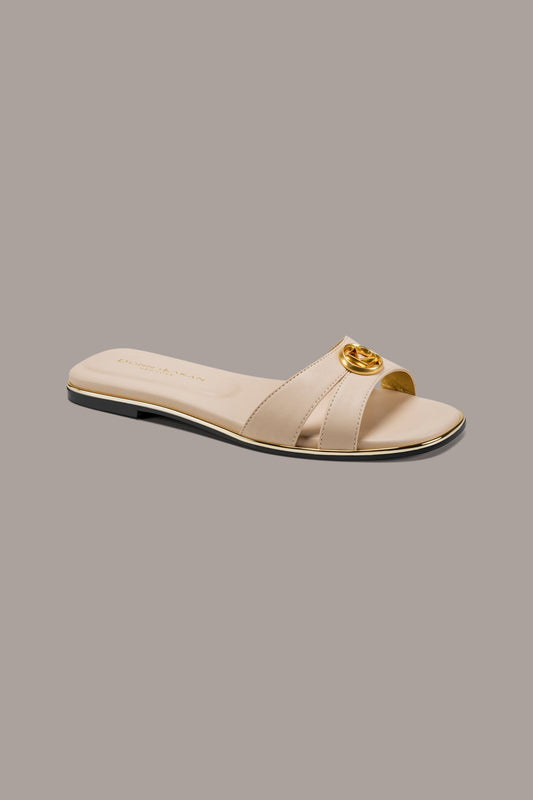 Nude HALO SQUARE-TOE SLIDE SANDAL Donna Karan