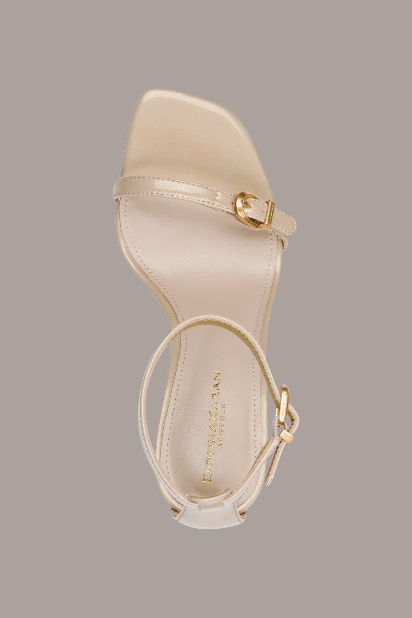 Nude PRYCE PATENT ANKLE STRAP SANDAL Donna Karan