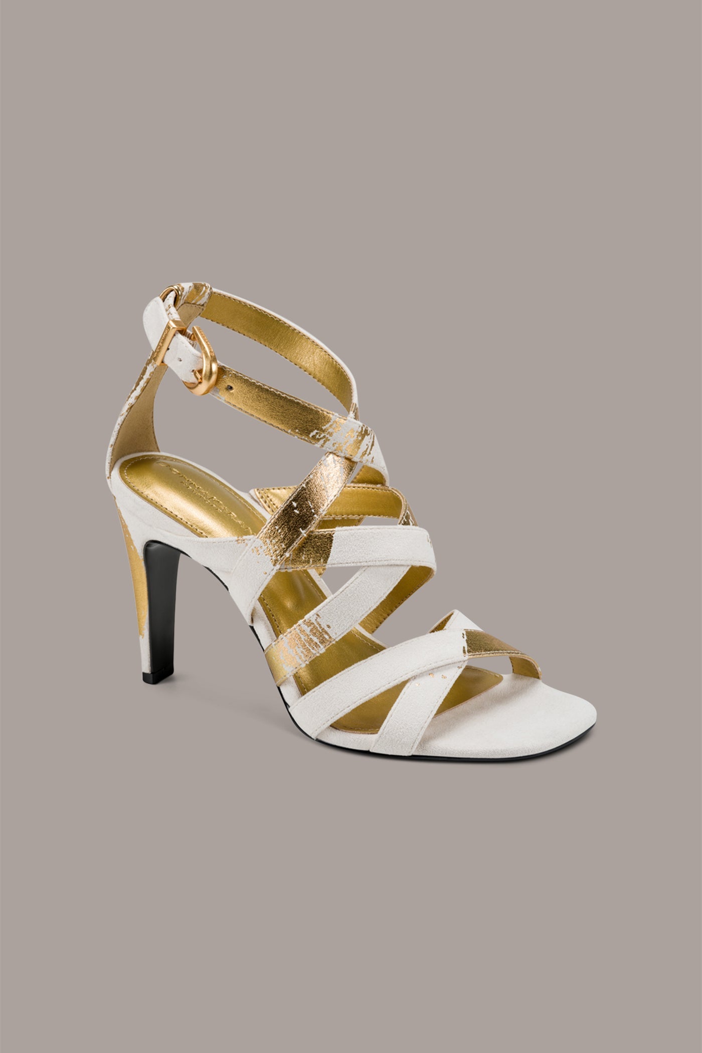 Ivory/Gold BRIARROSE METALLIC BRUSHSTROKE SANDAL Donna Karan