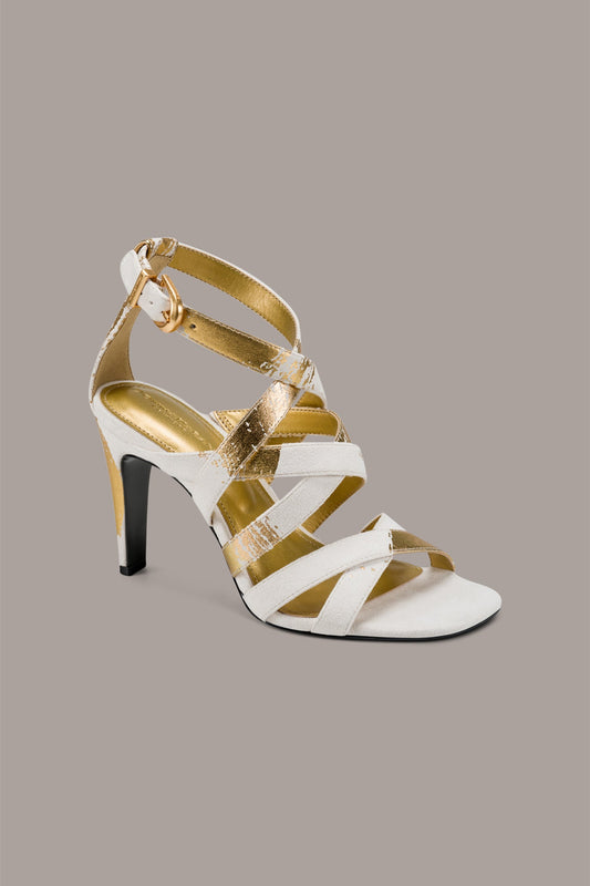 Ivory/Gold BRIARROSE METALLIC BRUSHSTROKE SANDAL Donna Karan