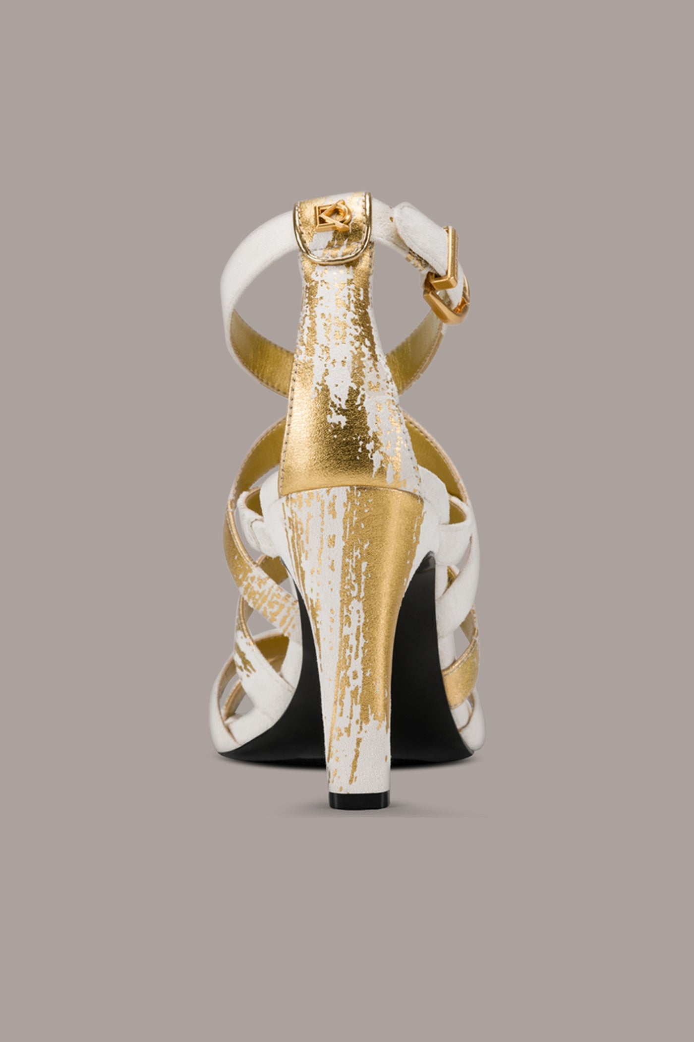 Ivory/Gold BRIARROSE METALLIC BRUSHSTROKE SANDAL Donna Karan