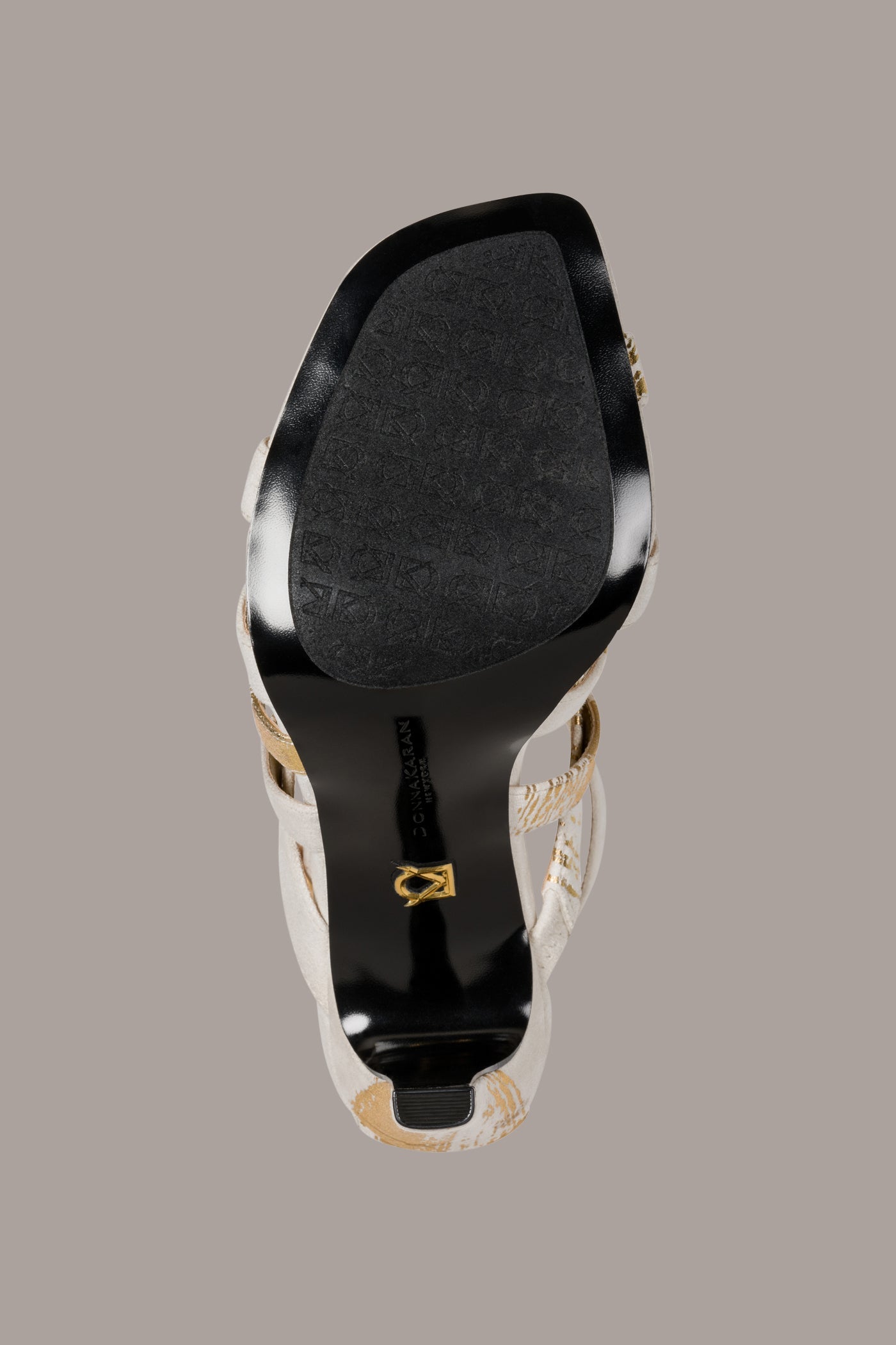 Ivory/Gold BRIARROSE METALLIC BRUSHSTROKE SANDAL Donna Karan
