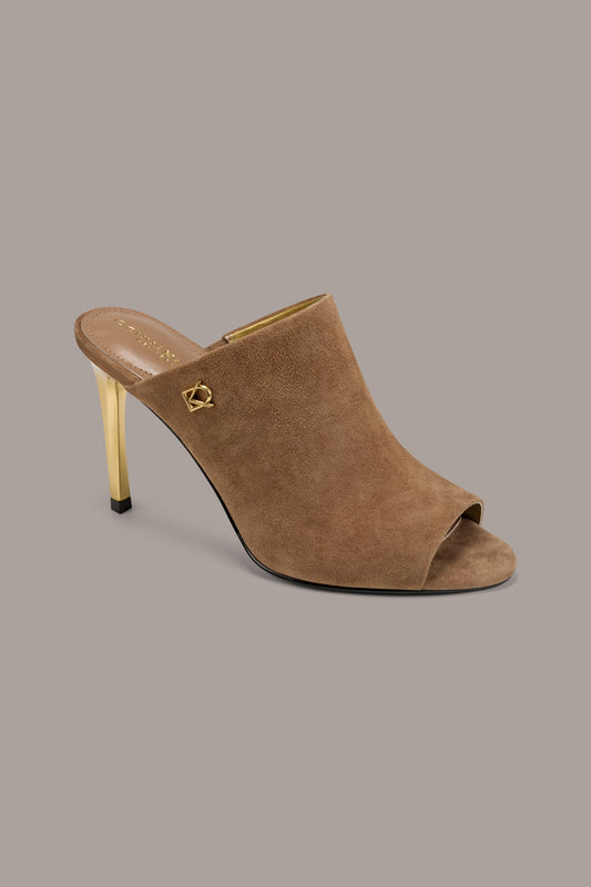 Tan DONNA SUEDE MULE SANDAL Donna Karan