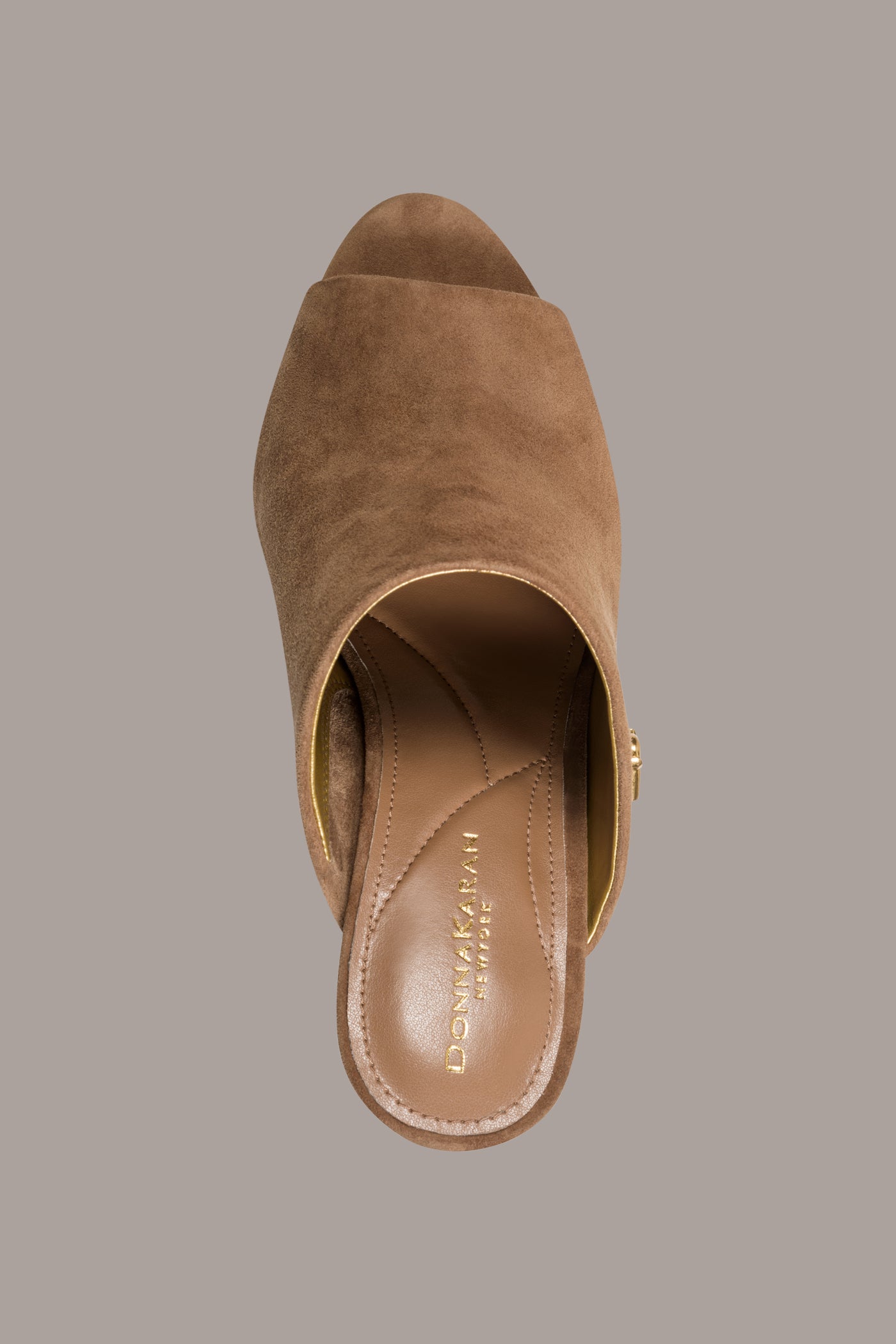 Tan DONNA SUEDE MULE SANDAL Donna Karan