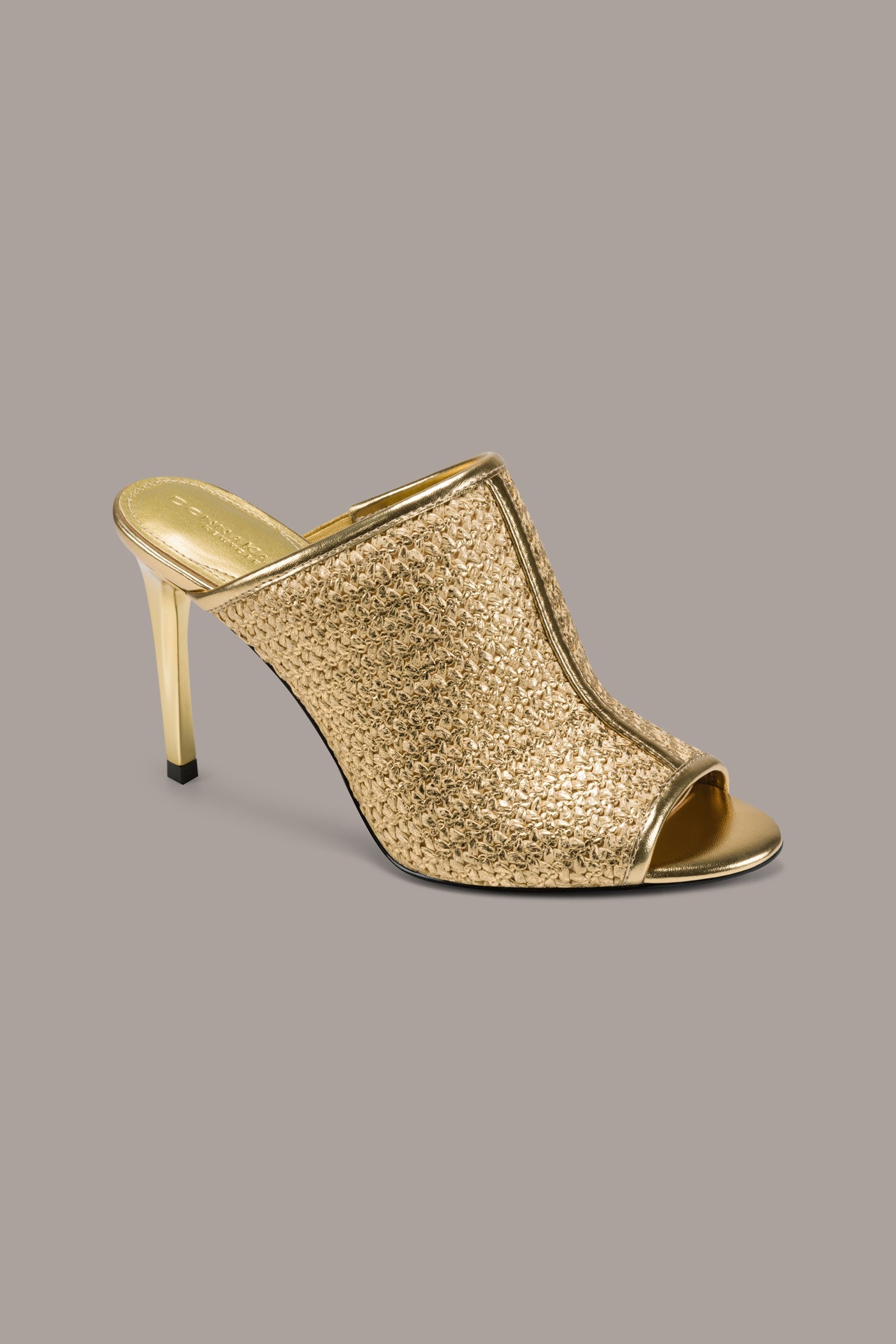 Gold DONNA METALLIC RAFFIA MULE Donna Karan