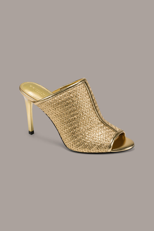 Gold DONNA METALLIC RAFFIA MULE Donna Karan
