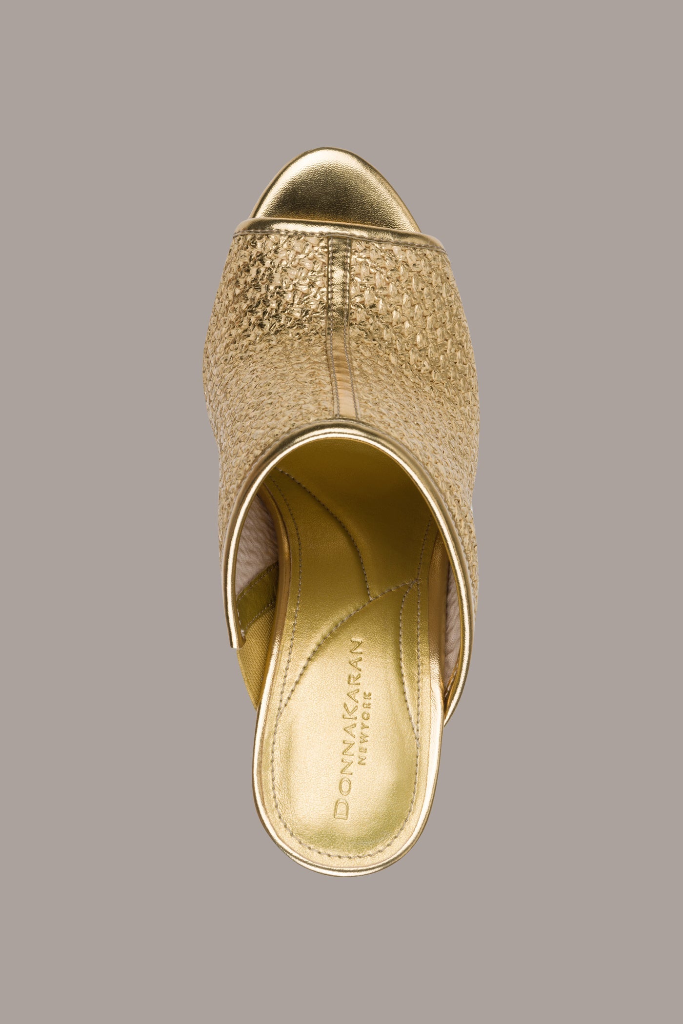 Gold DONNA METALLIC RAFFIA MULE Donna Karan