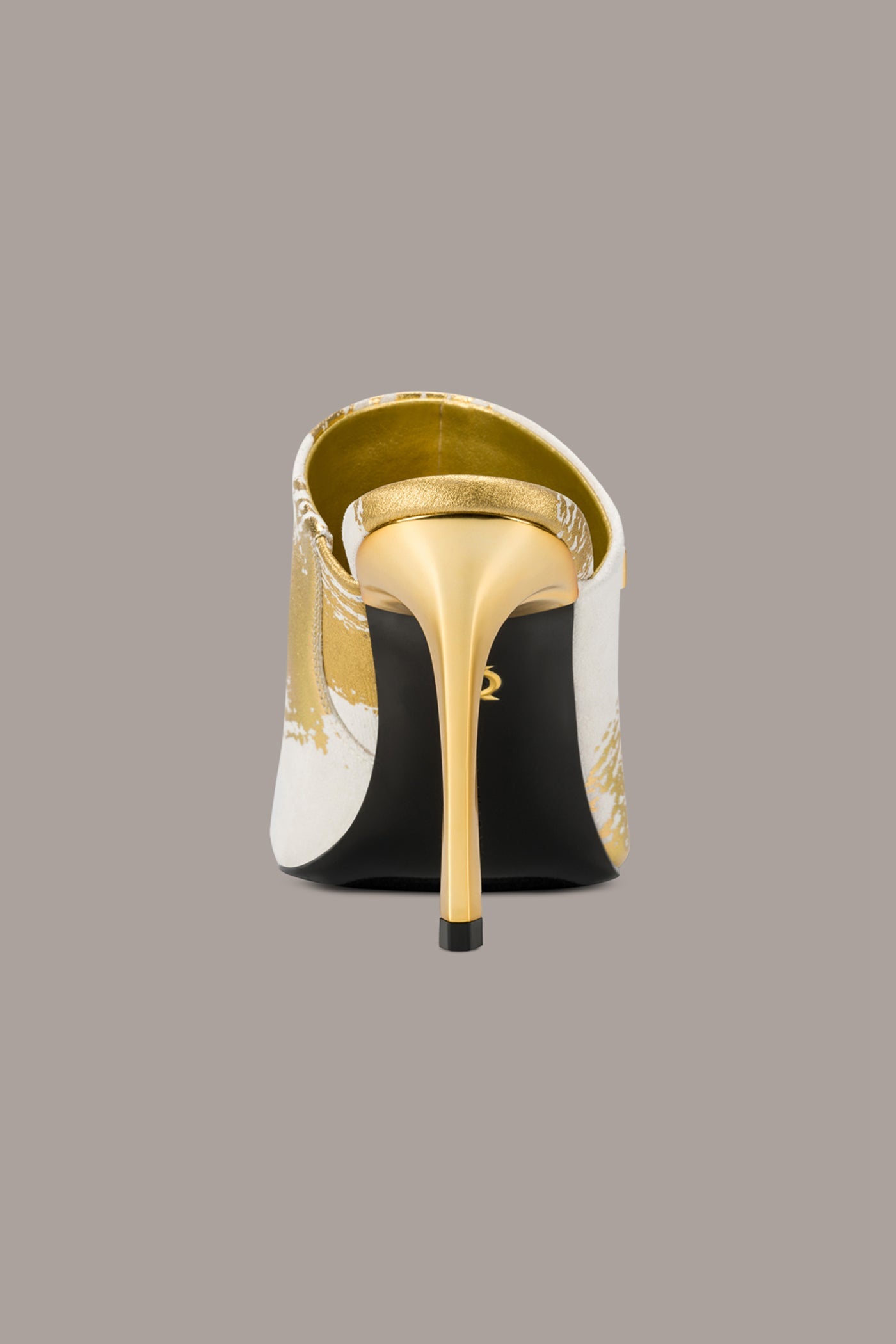 Ivory/Gold DONNA METALLIC BRUSHSTROKE MULE SANDAL Donna Karan