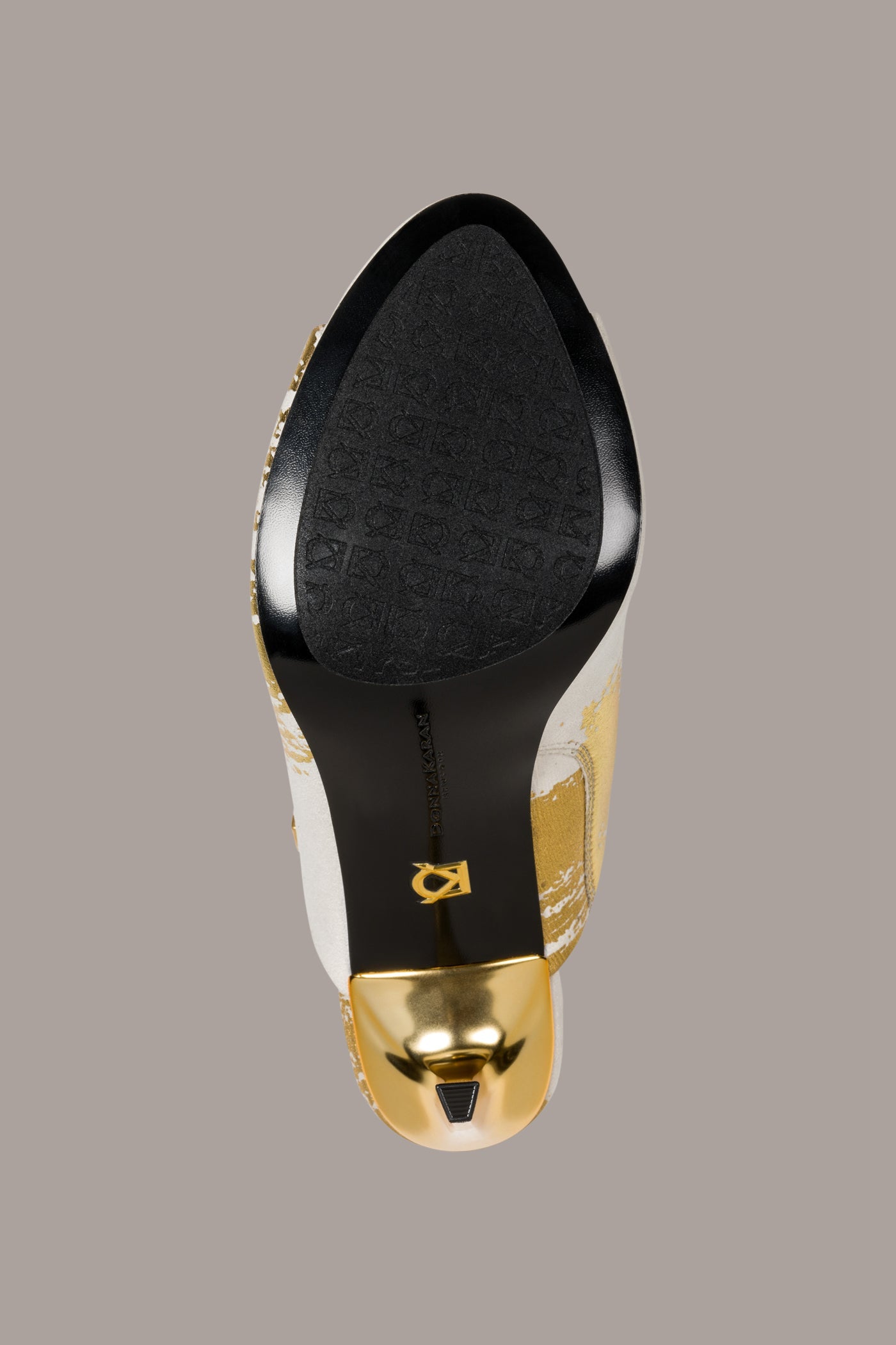Ivory/Gold DONNA METALLIC BRUSHSTROKE MULE SANDAL Donna Karan