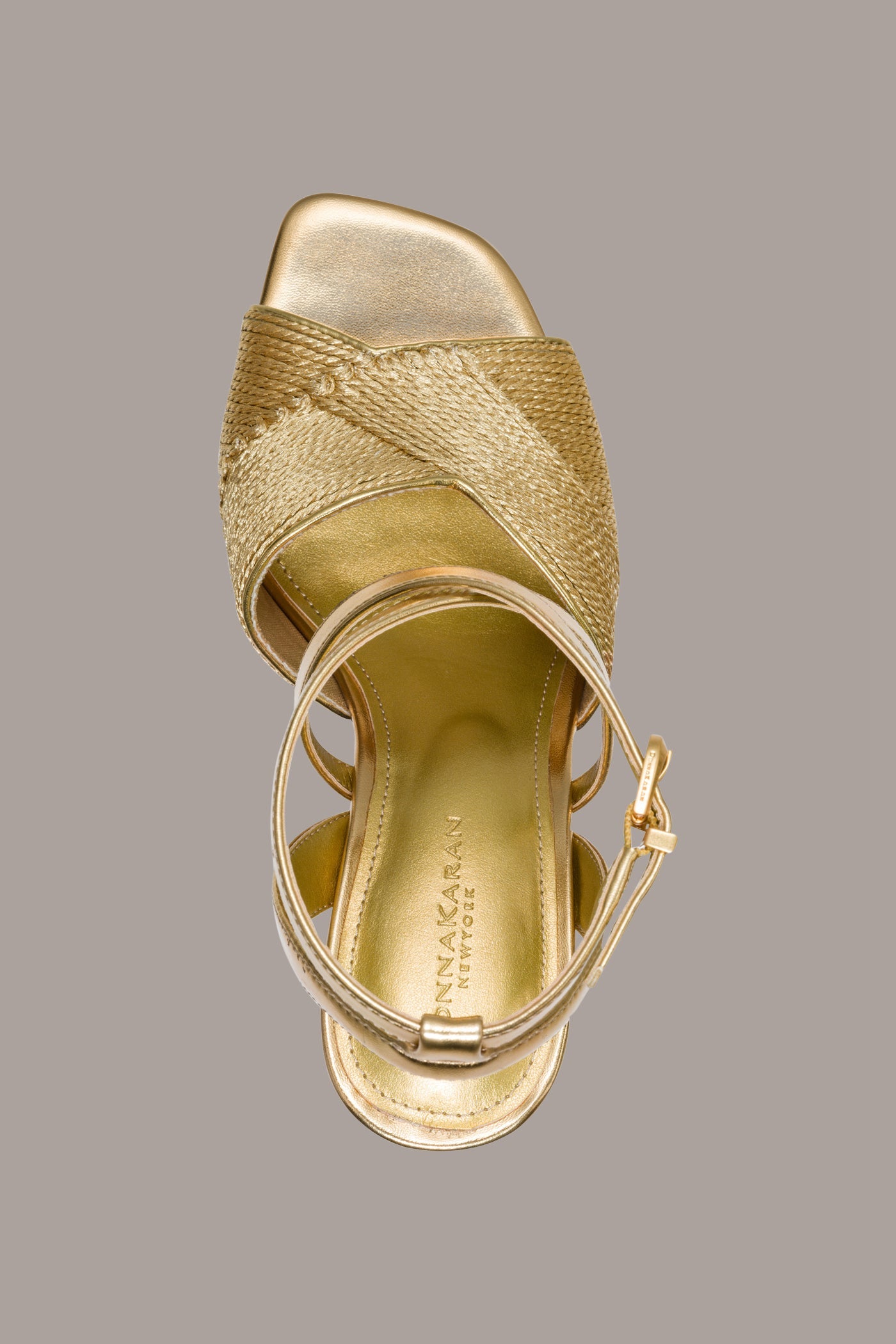 Gold BROOKS METALLIC SANDAL Donna Karan