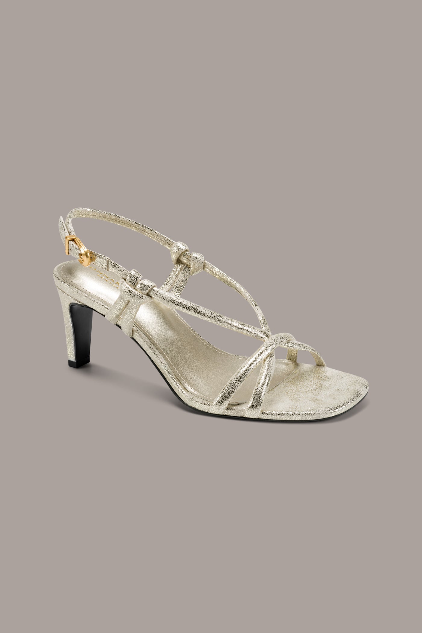 White Gold BASIL METALLIC SANDAL Donna Karan