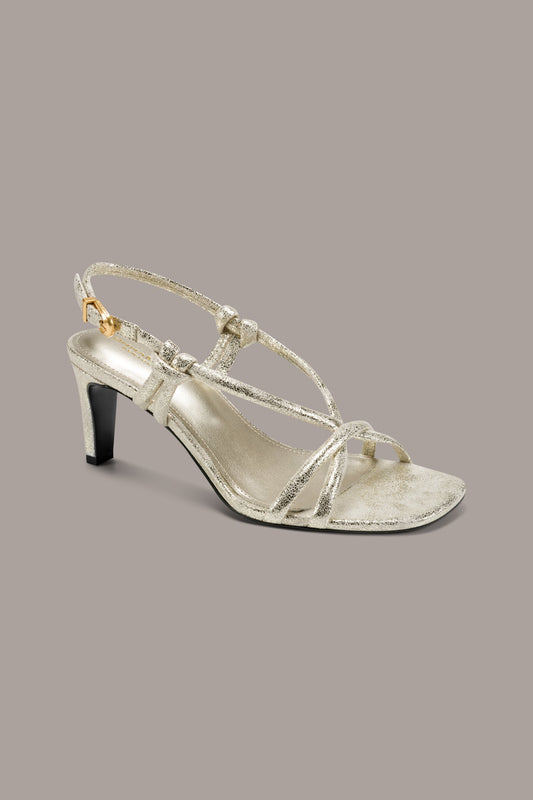 White Gold BASIL METALLIC SANDAL Donna Karan