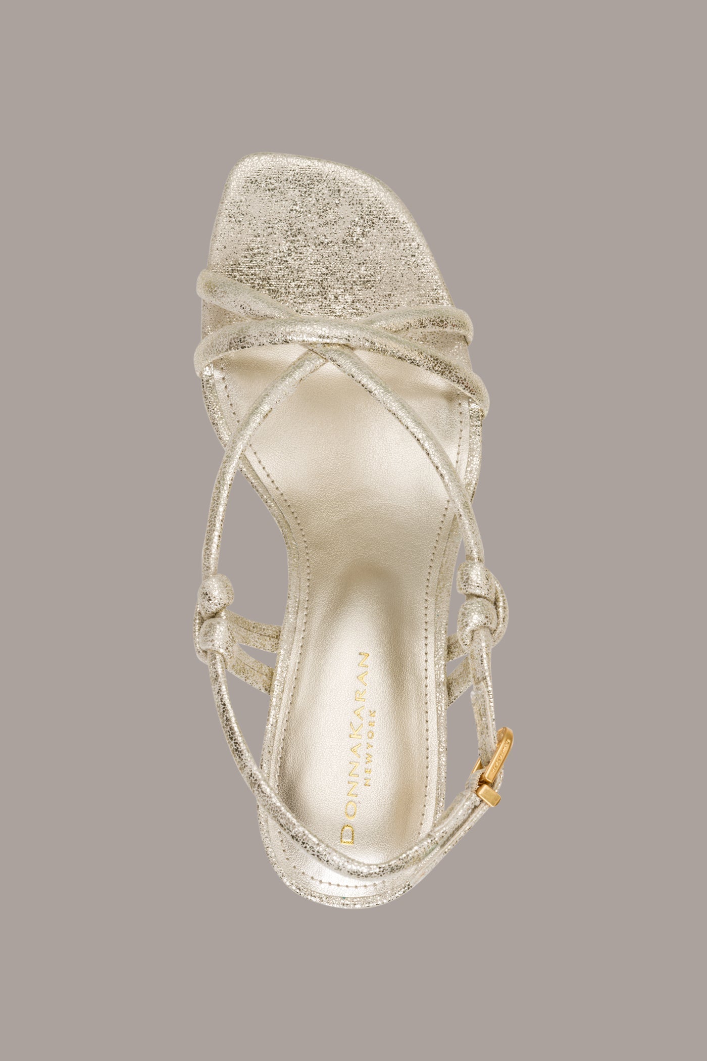 White Gold BASIL METALLIC SANDAL Donna Karan