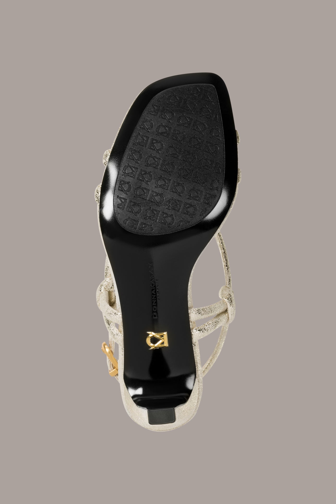 White Gold BASIL METALLIC SANDAL Donna Karan