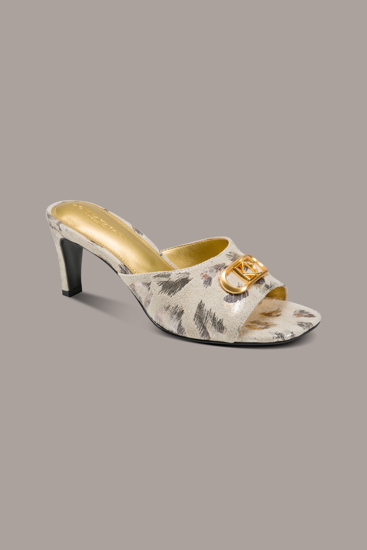 Leopard BYRONY METALLIC LEOPARD MULE SANDAL Donna Karan