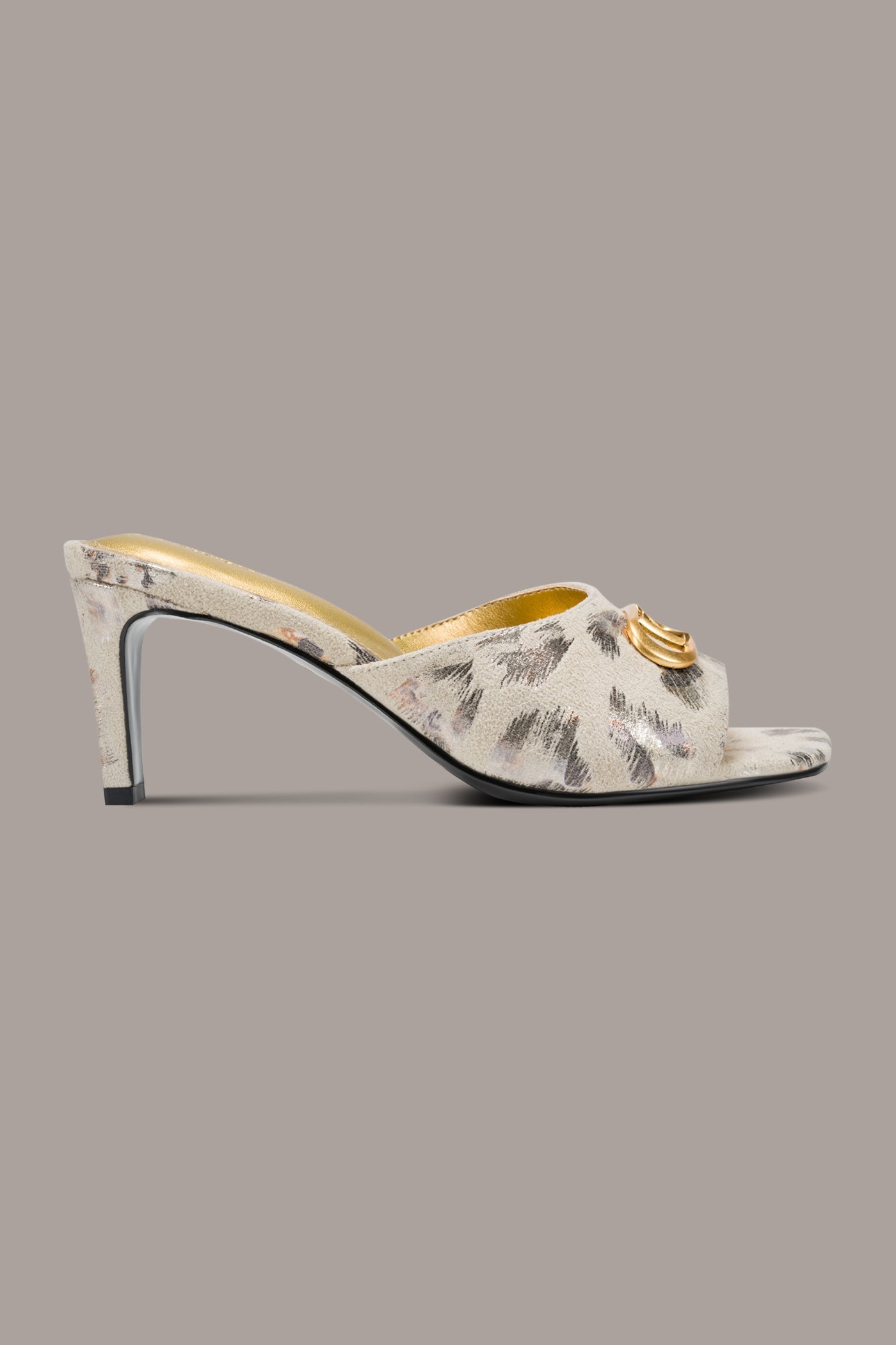 Leopard BYRONY METALLIC LEOPARD MULE SANDAL Donna Karan