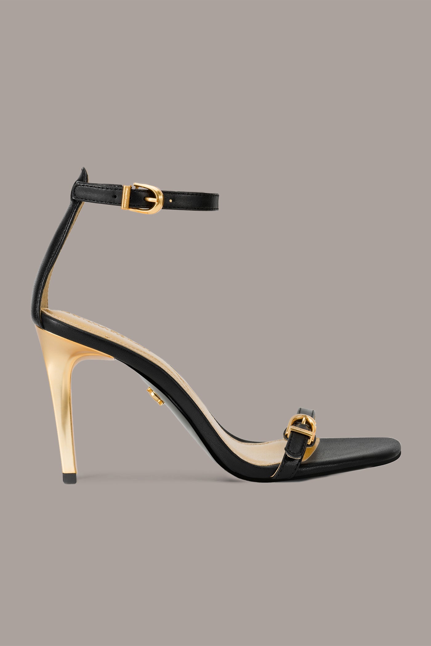 Black PRYCE LEATHER ANKLE STRAP SANDAL Donna Karan
