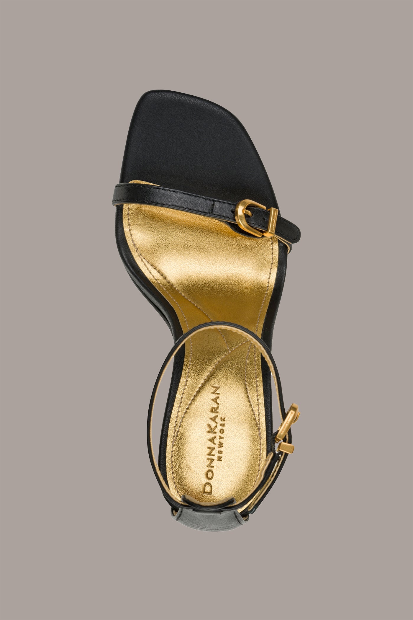 Black PRYCE LEATHER ANKLE STRAP SANDAL Donna Karan