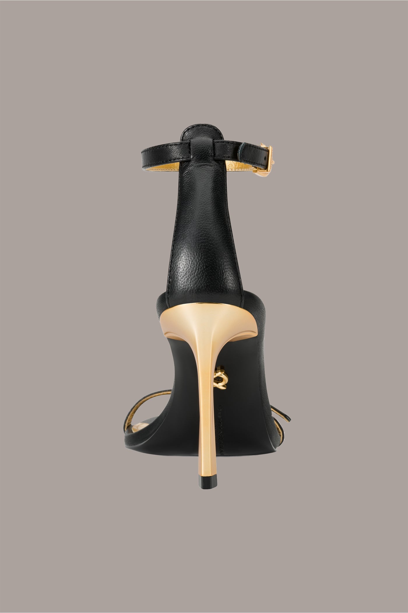 Black PRYCE LEATHER ANKLE STRAP SANDAL Donna Karan