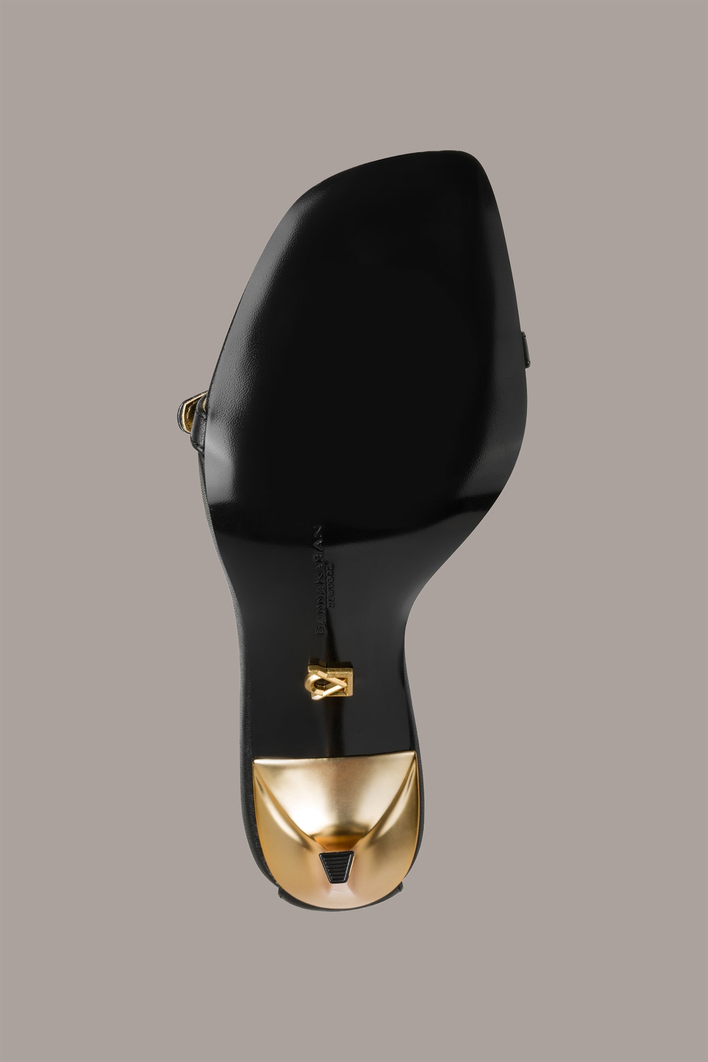 Black PRYCE LEATHER ANKLE STRAP SANDAL Donna Karan
