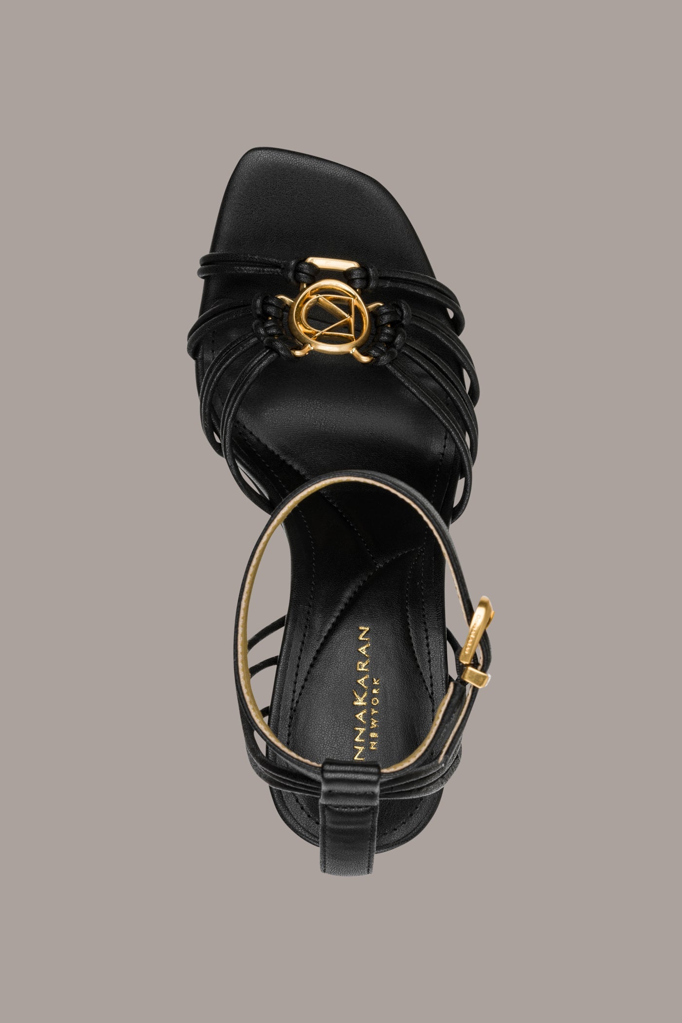 Black BRIELLE LOGO STRAPPY STILETTO SANDAL Donna Karan