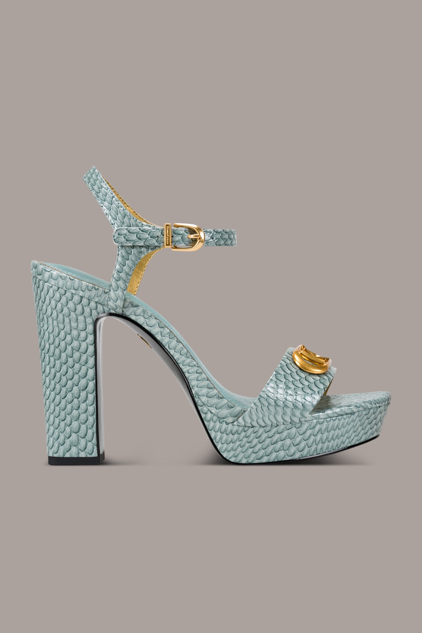 Waterlily SHEPARD SNAKE-EFFECT LEATHER PLATFORM SANDAL Donna Karan