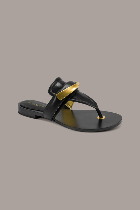 Black VELVET THONG SANDAL Donna Karan