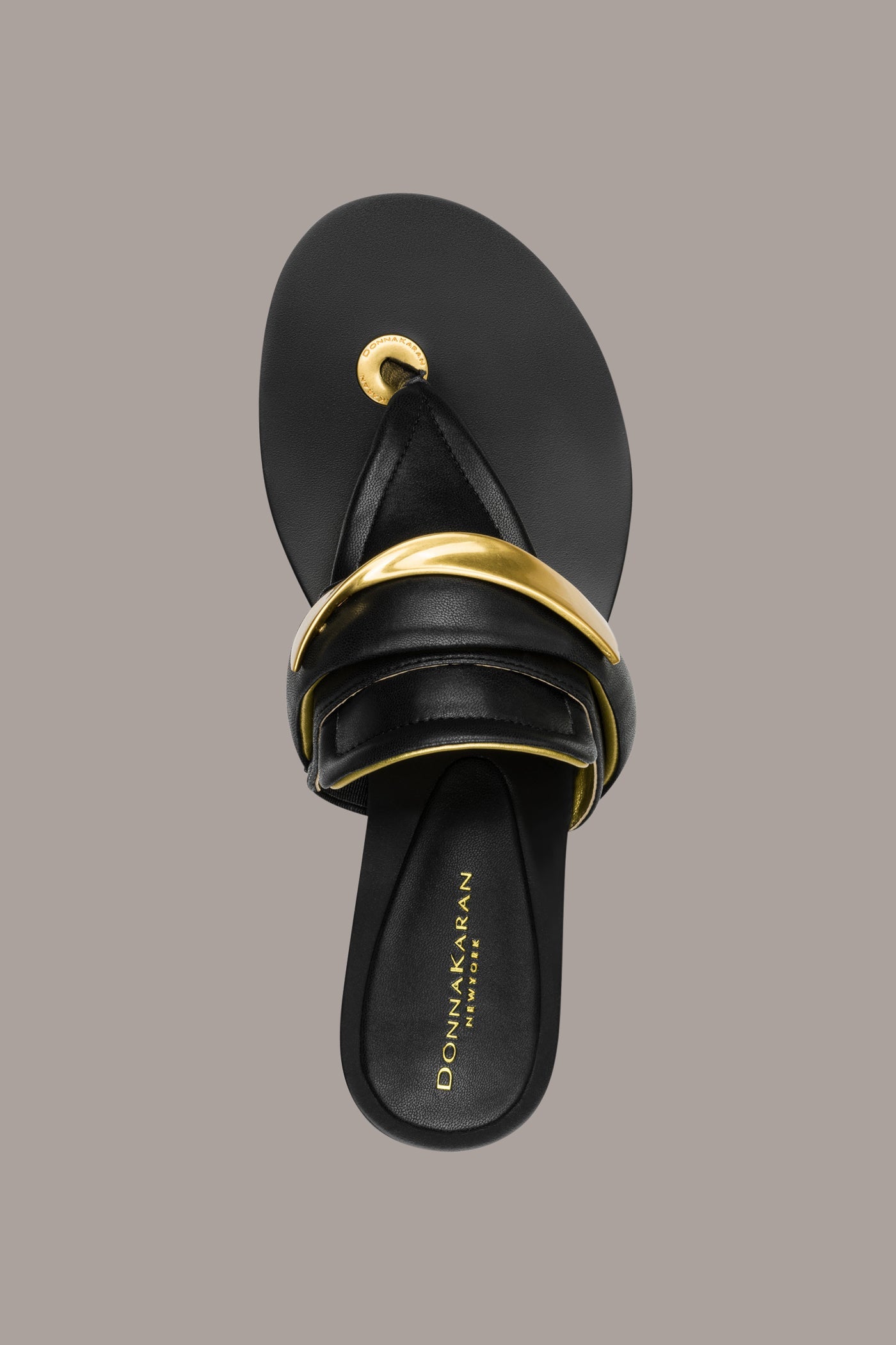 Black VELVET THONG SANDAL Donna Karan