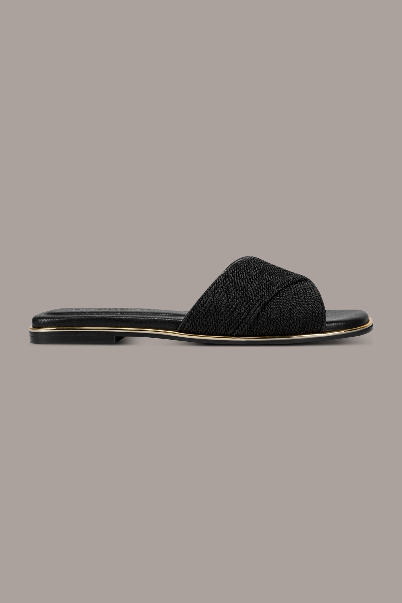 Black HARMONY WOVEN SLIDE SANDAL Donna Karan