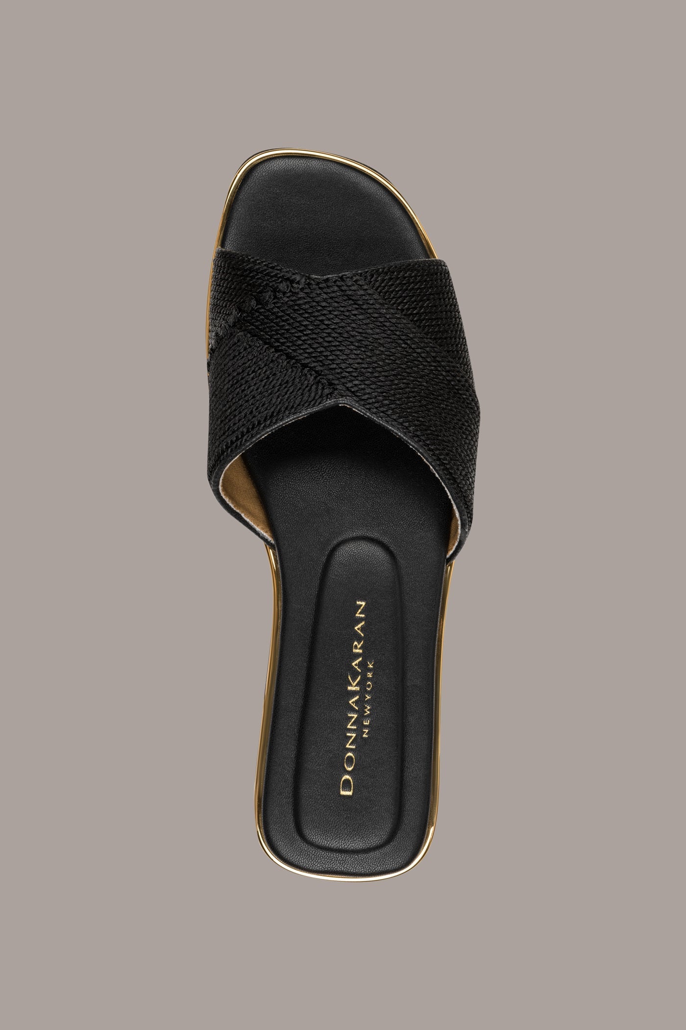 Black HARMONY WOVEN SLIDE SANDAL Donna Karan