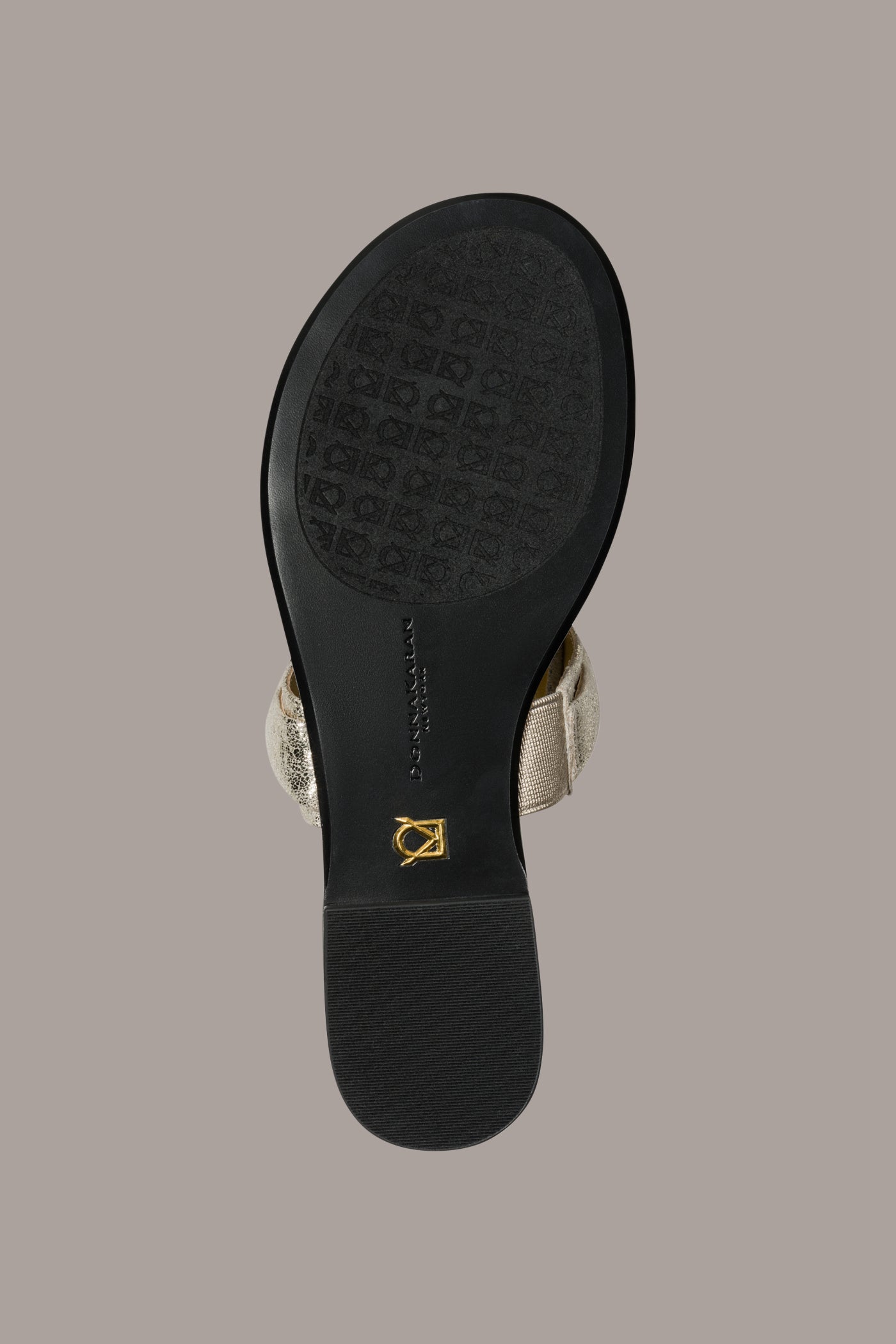 White Gold VELVET METALLIC THONG SANDAL Donna Karan