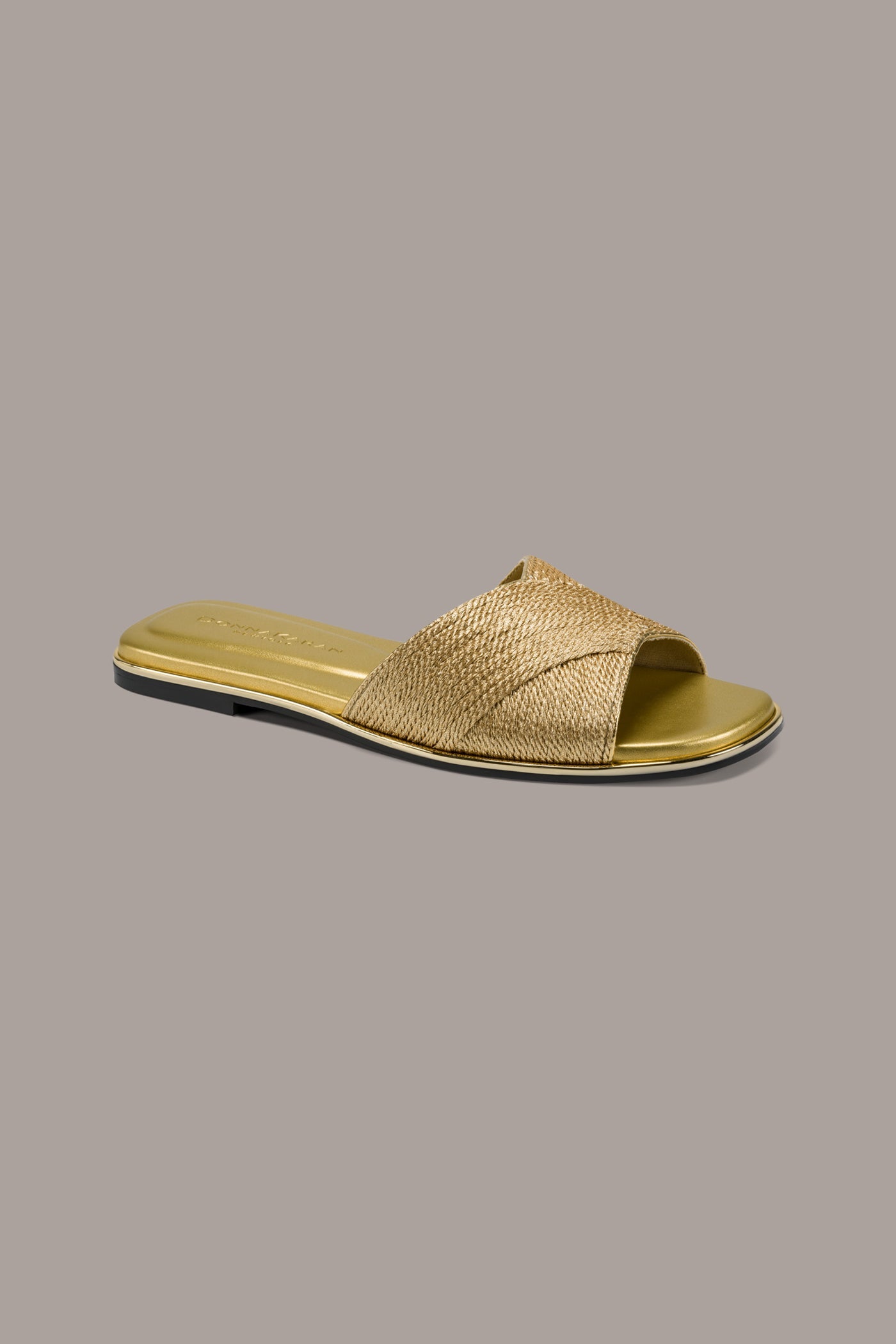 Gold HARMONY WOVEN SLIDE SANDAL Donna Karan
