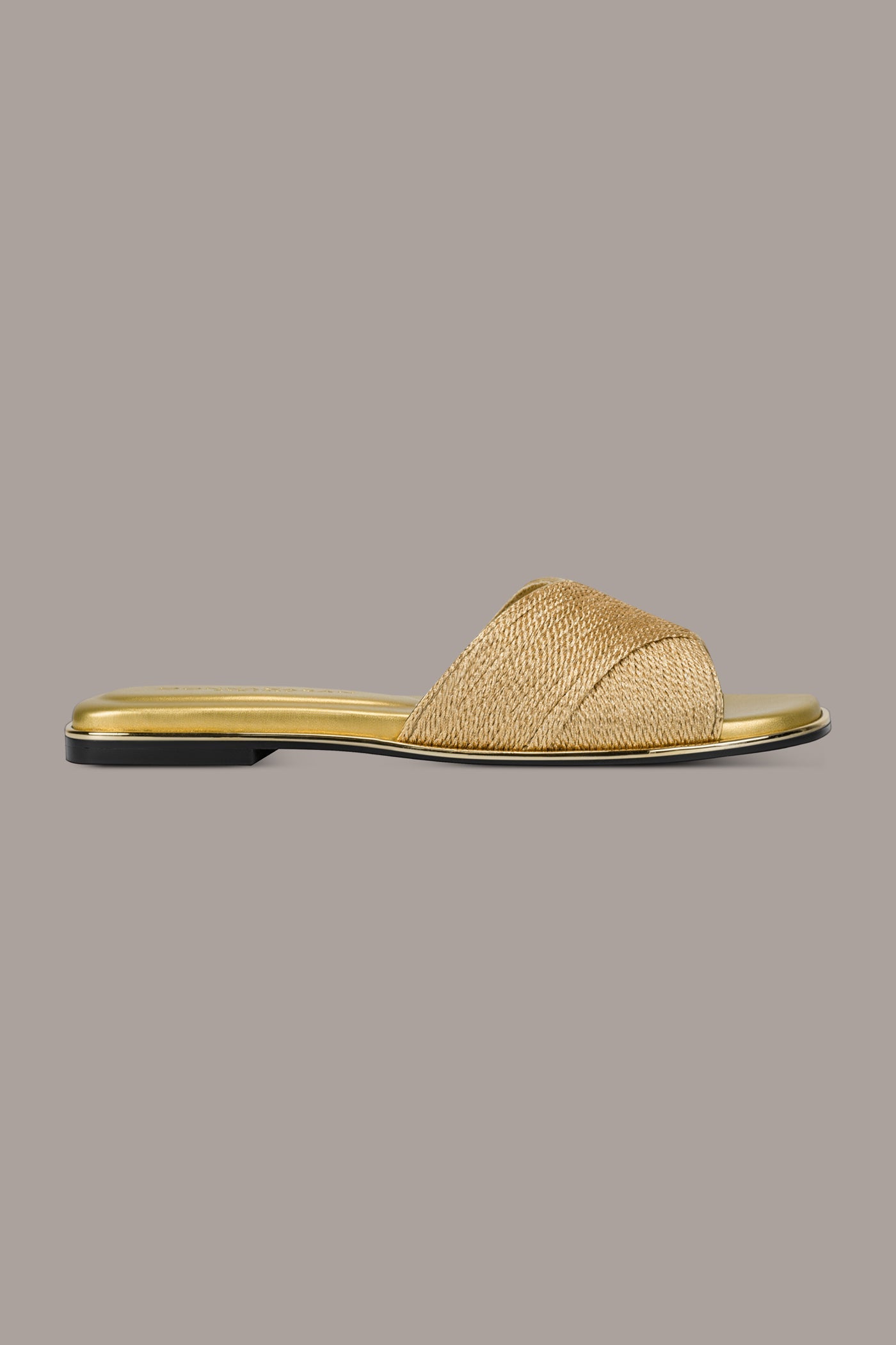 Gold HARMONY WOVEN SLIDE SANDAL Donna Karan