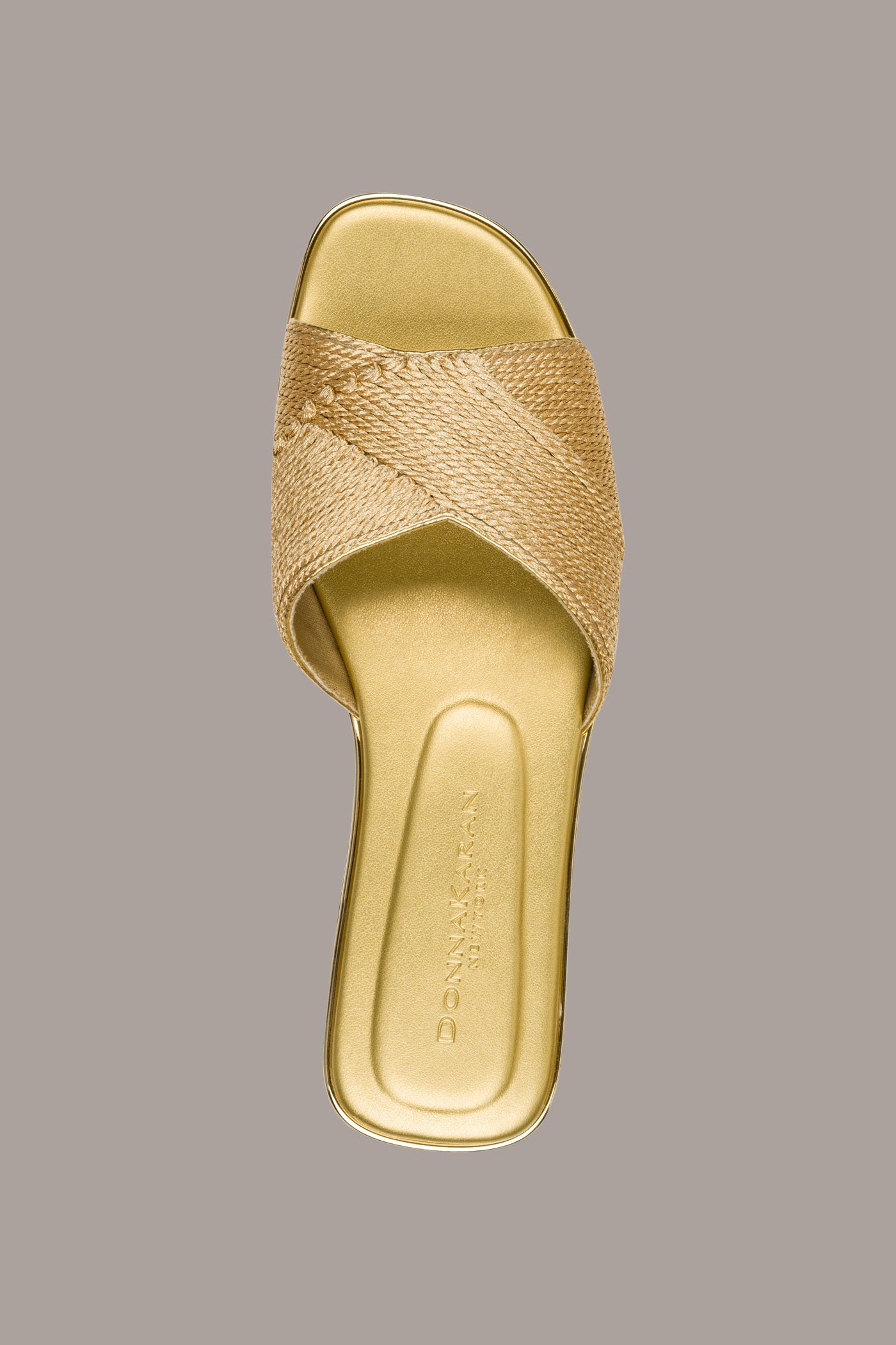 Gold HARMONY WOVEN SLIDE SANDAL Donna Karan