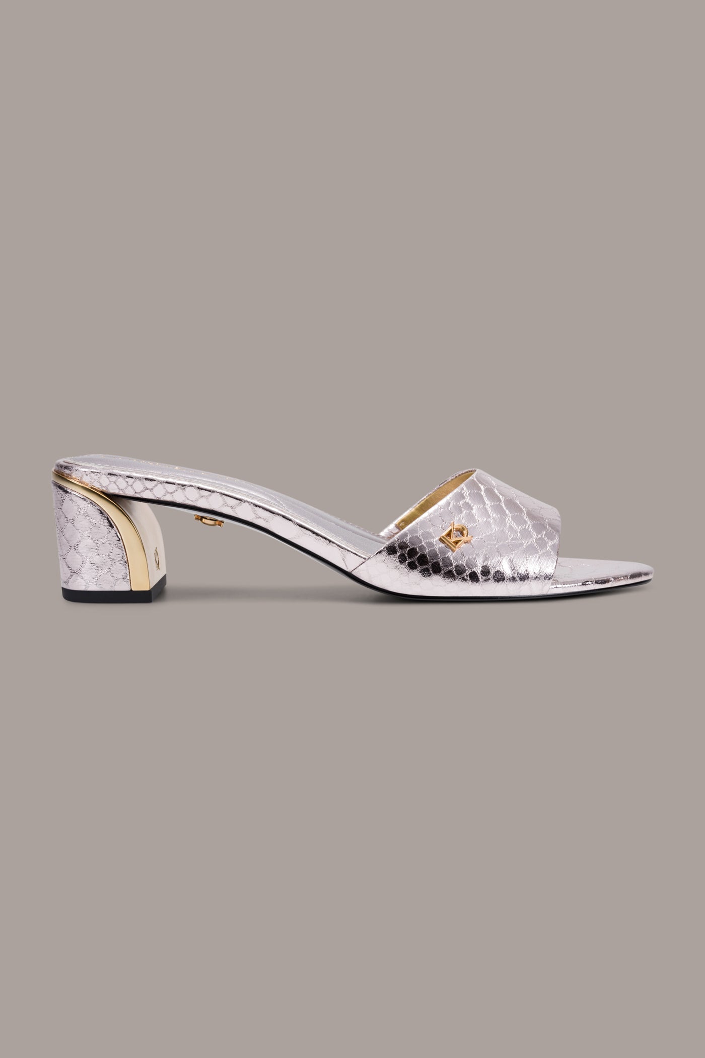 Pink Sand SANGRIA METALLIC SNAKE-PRINT MULE SANDAL Donna Karan