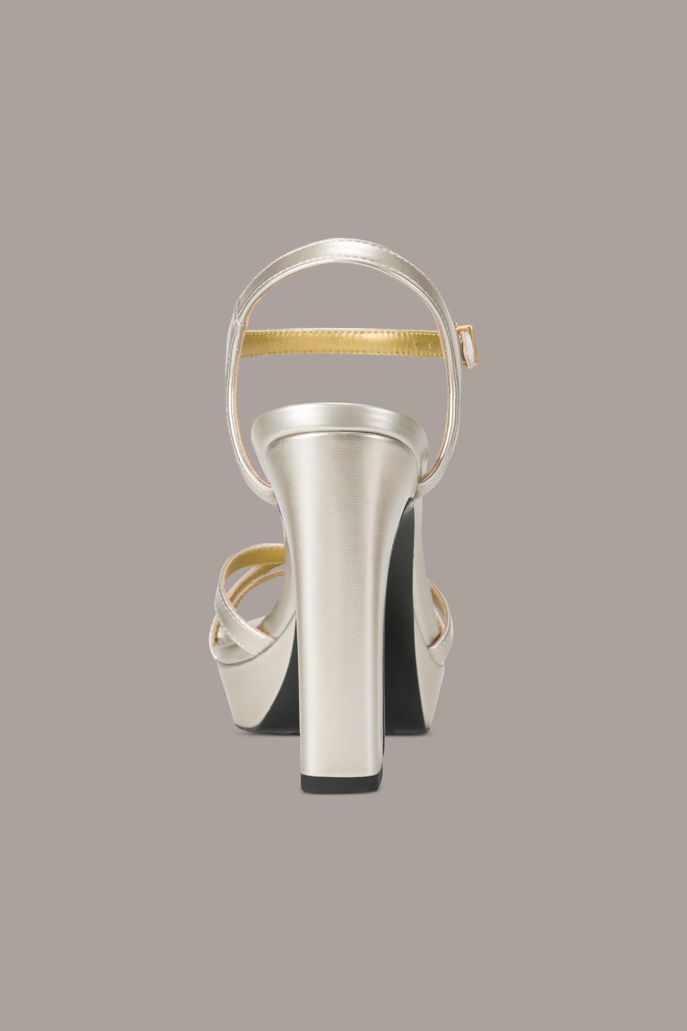 White Gold SPENCER METALLIC PLATFORM SANDAL Donna Karan