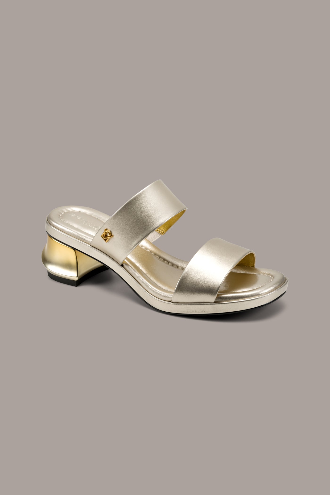 White Gold TEAGAN METALLIC MULE SANDAL Donna Karan