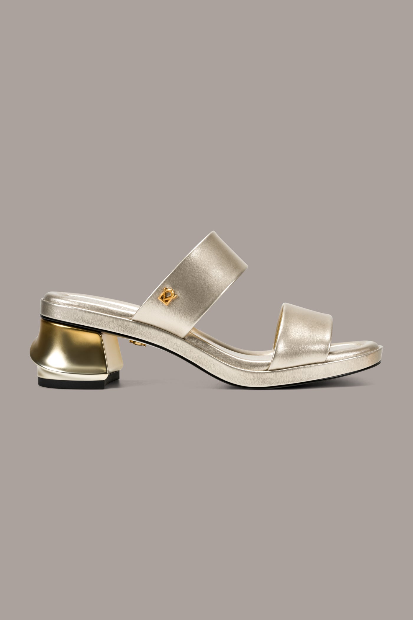 White Gold TEAGAN METALLIC MULE SANDAL Donna Karan