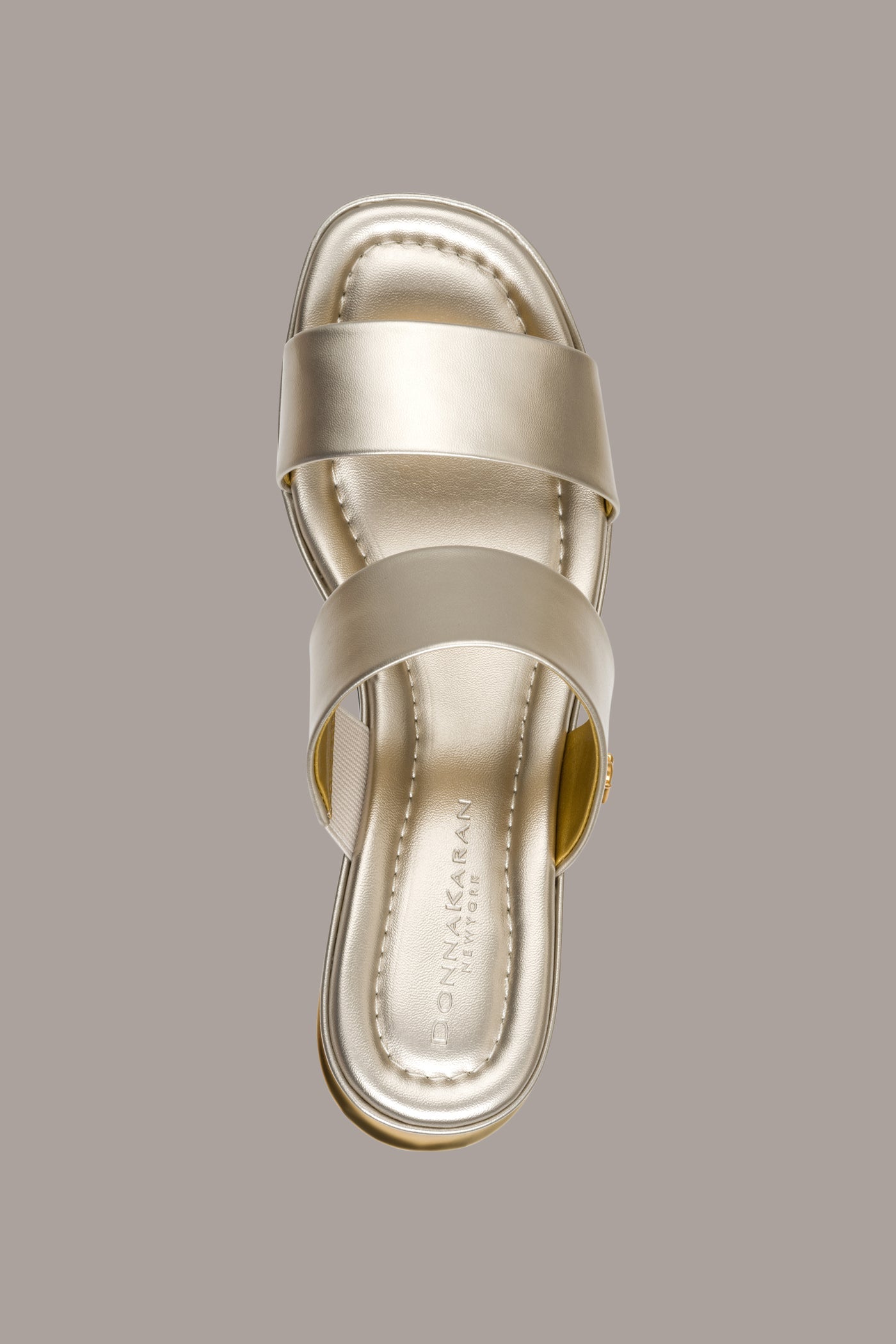 White Gold TEAGAN METALLIC MULE SANDAL Donna Karan