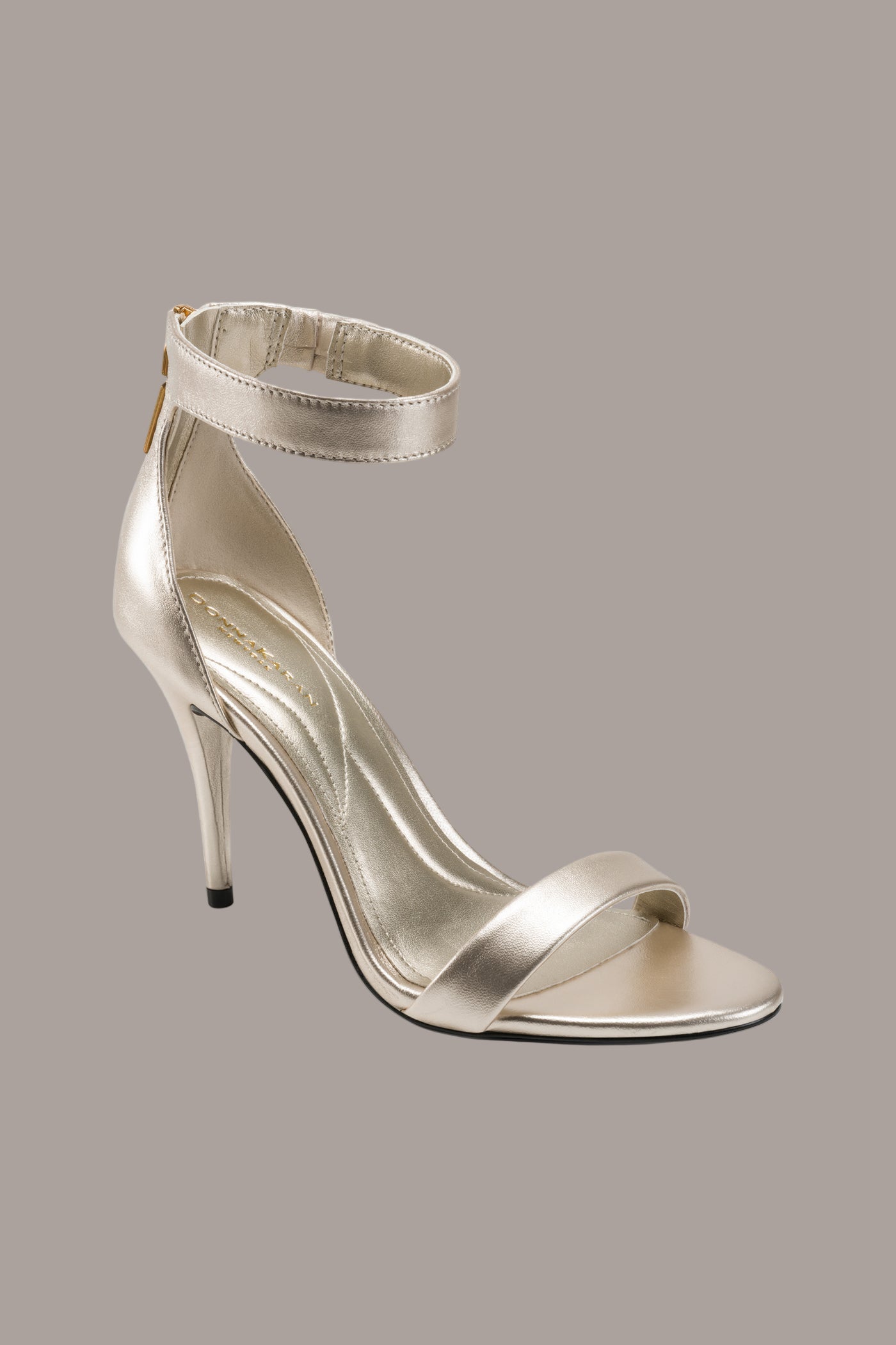White Gold SABINA II ANKLE STRAP SANDAL Donna Karan